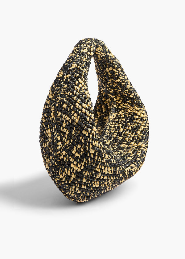 OLIVIA RAFFIA HOBO MEDIUM BLACK WHITE H6019 744 294 B