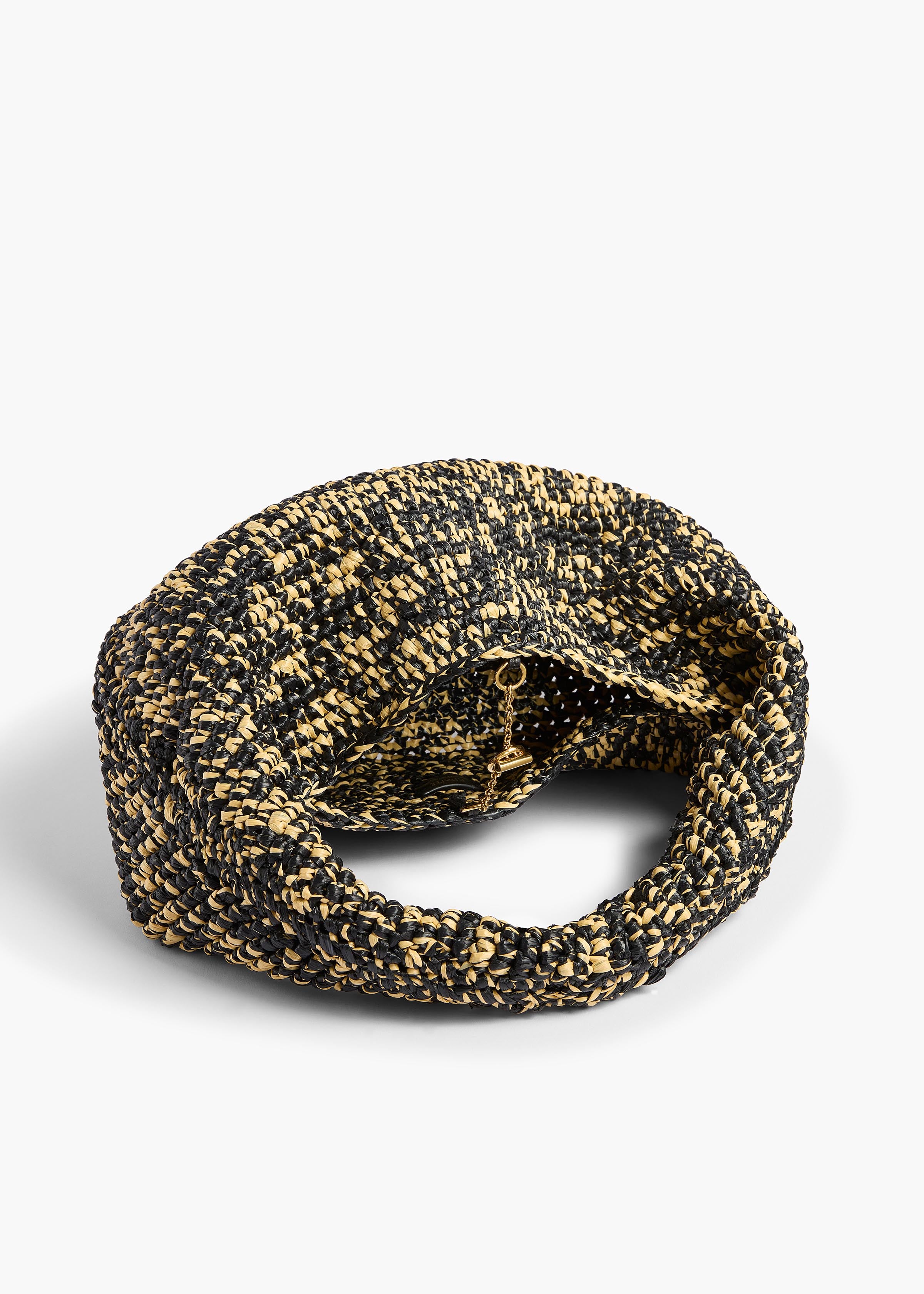 OLIVIA RAFFIA HOBO MEDIUM BLACK WHITE H6019 744 294 C