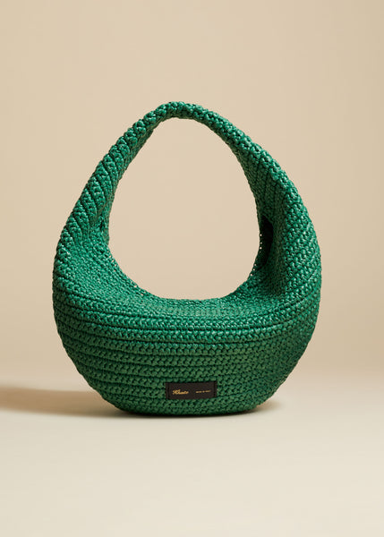 The Medium Olivia Hobo in Forest Green Raffia O S FOREST GREEN 100 VISCOSE