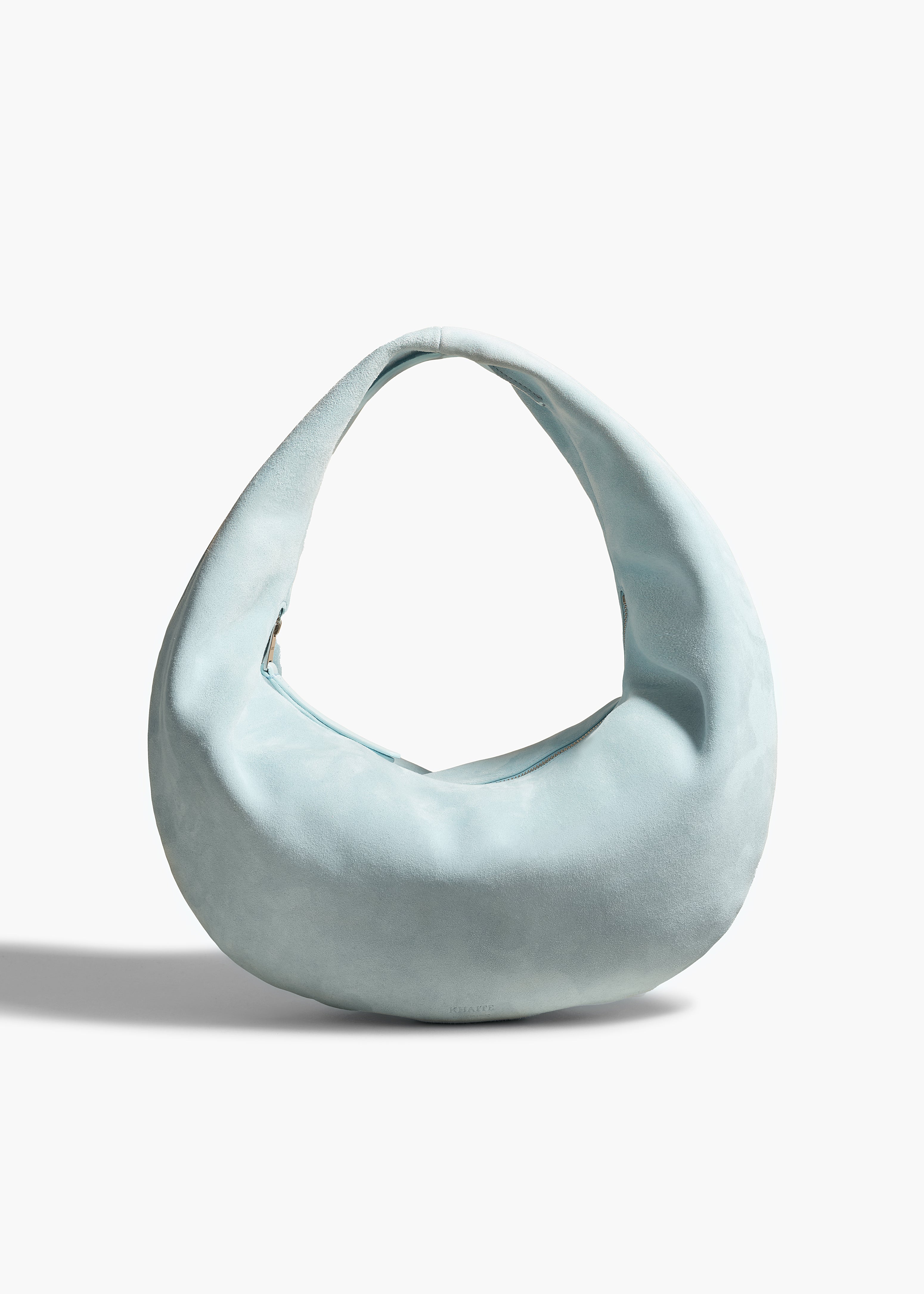 MEDIUM OLIVIA HOBO IN BABY BLUE SUEDE FRONT VIEW