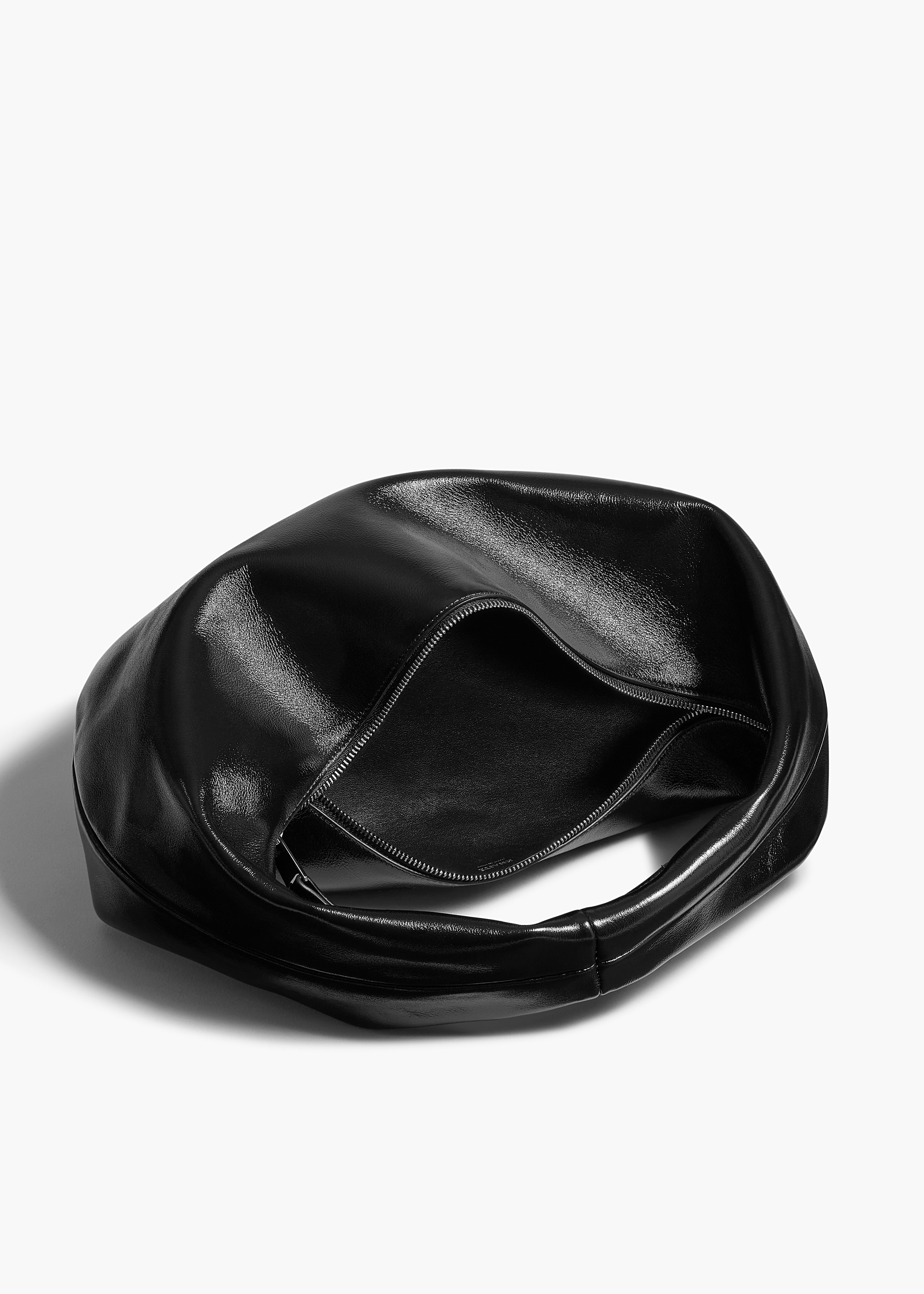 MEDIUM OLIVIA HOBO IN BLACK CRACKLE PATENT LEATHER INTERIOR VIEW