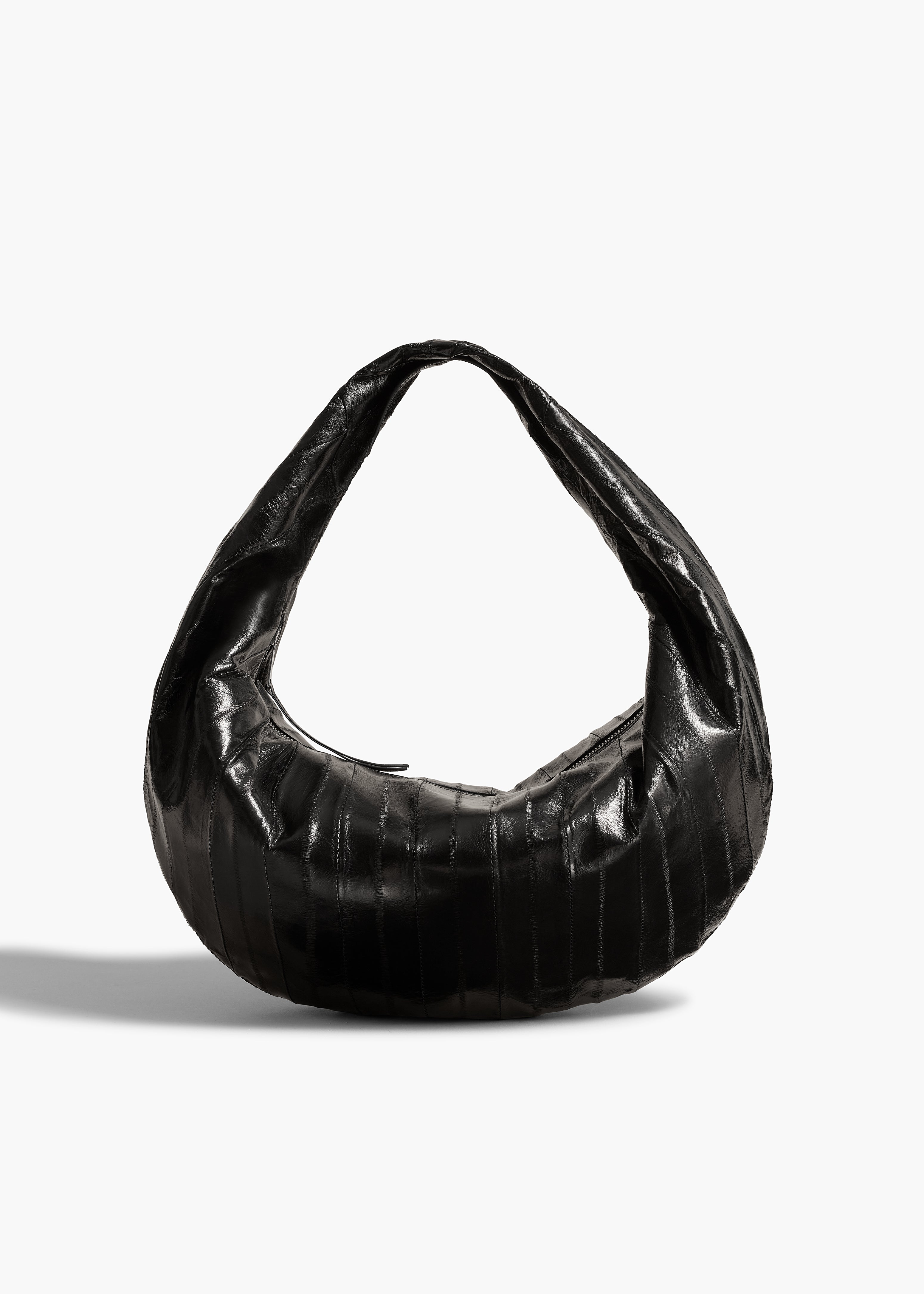 MEDIUM OLIVIA HOBO IN BLACK EEL FRONT VIEW