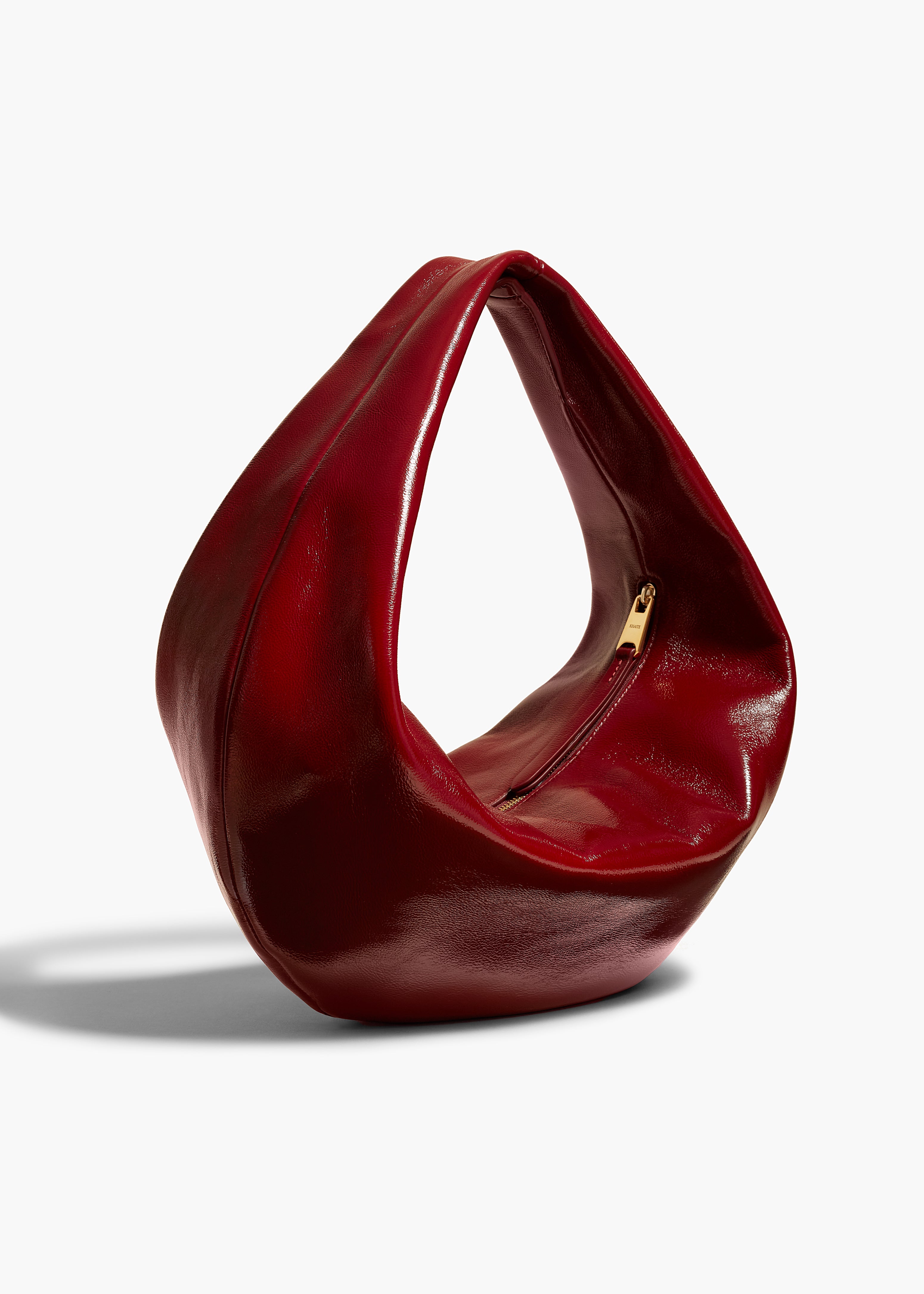 MEDIUM OLIVIA HOBO IN OXBLOOD CRACKLE PATENT LEATHER ANGLED VIEW