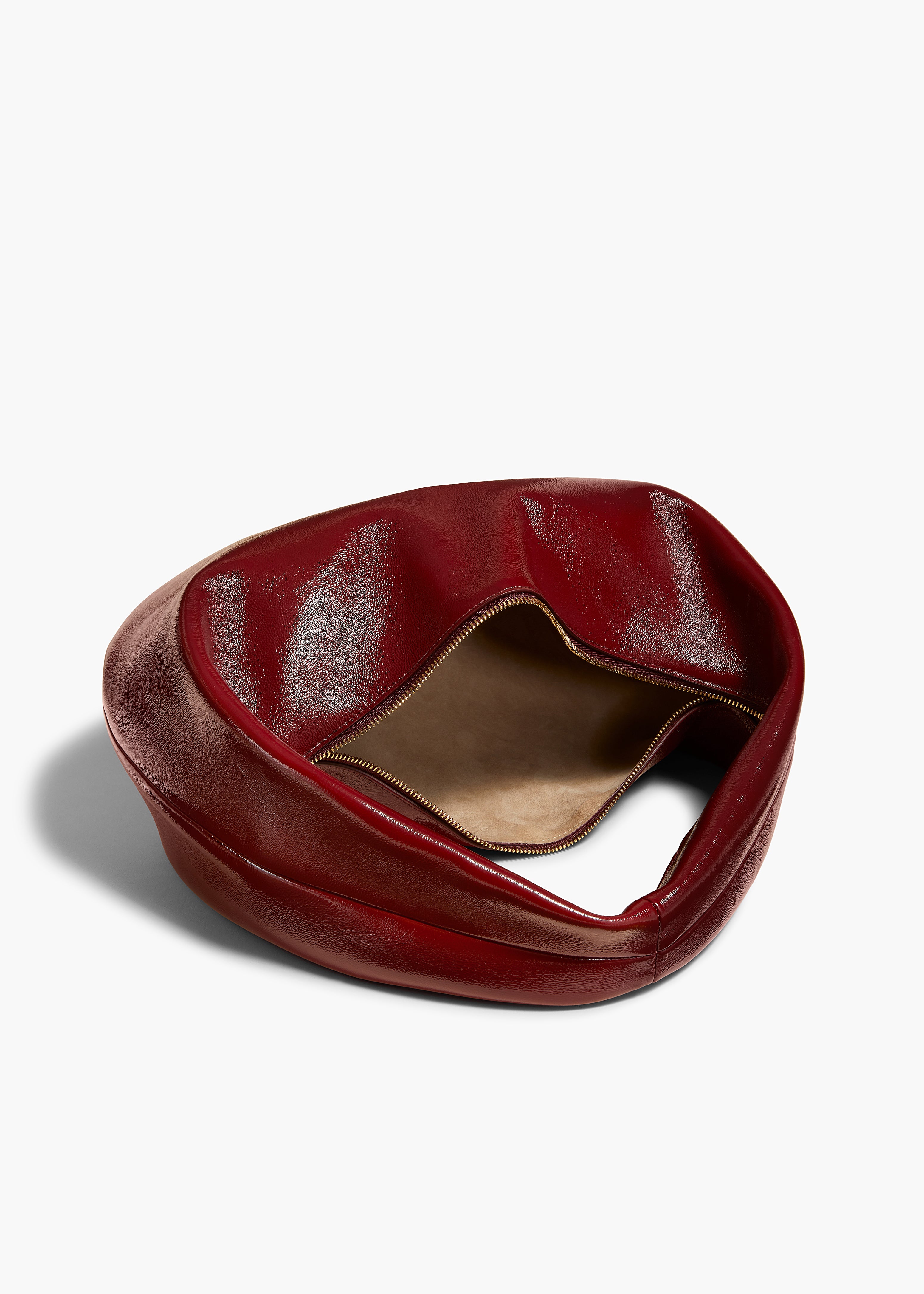 MEDIUM OLIVIA HOBO IN OXBLOOD CRACKLE PATENT LEATHER INTERIOR VIEW