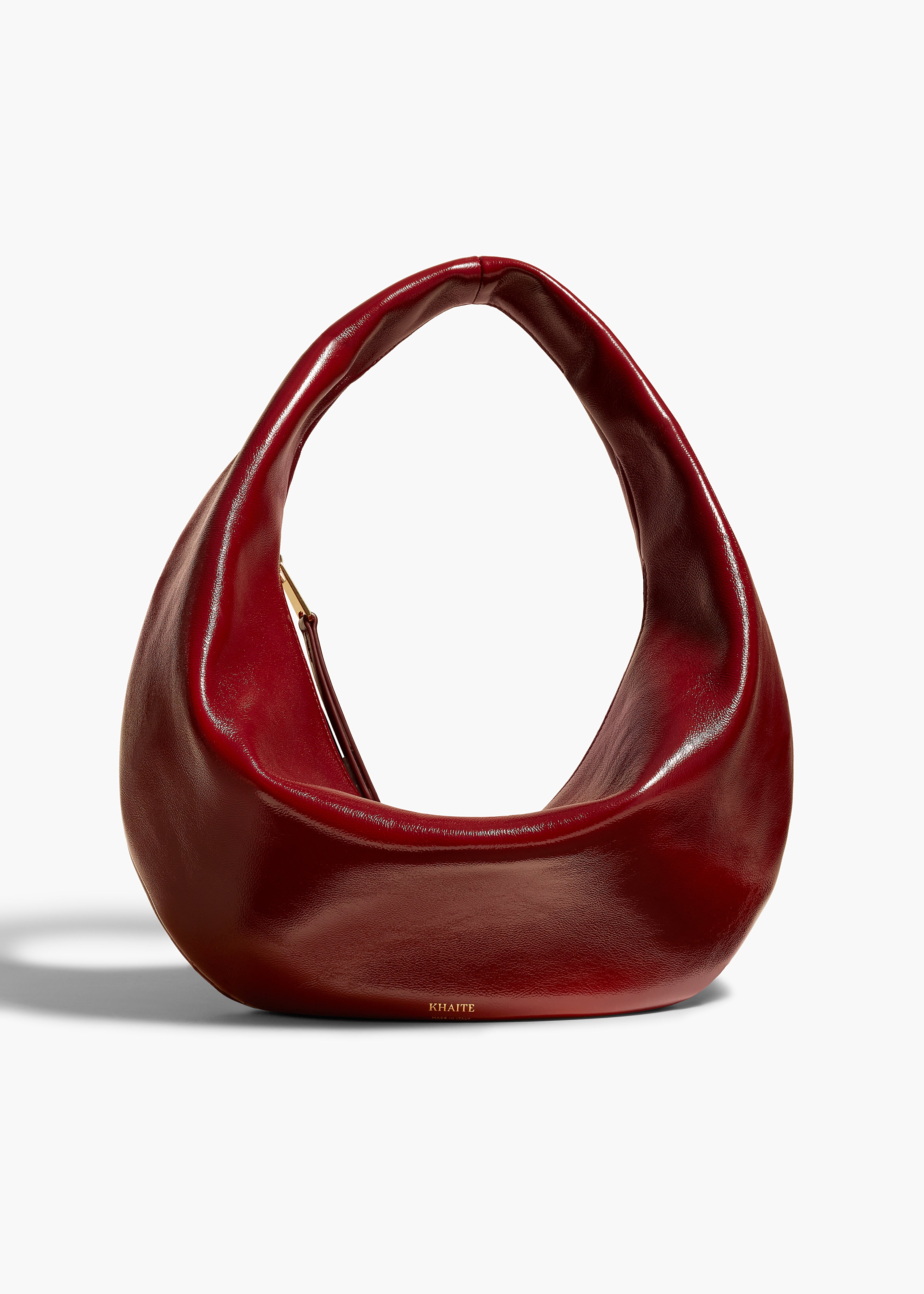 MEDIUM OLIVIA HOBO IN OXBLOOD CRACKLE PATENT LEATHER FRONT VIEW