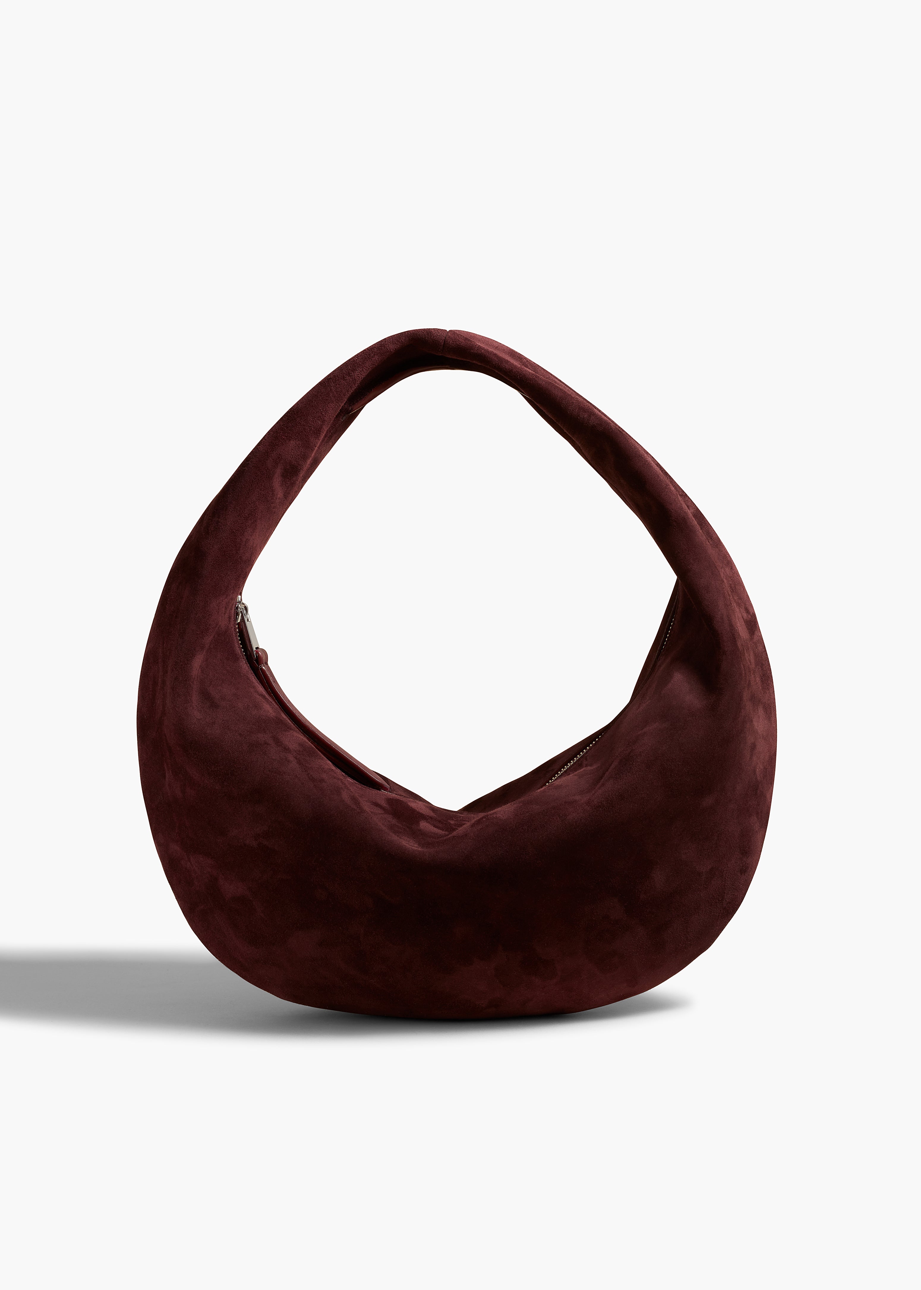 MEDIUM OLIVIA HOBO IN ROUGE NOIR SUEDE FRONT VIEW