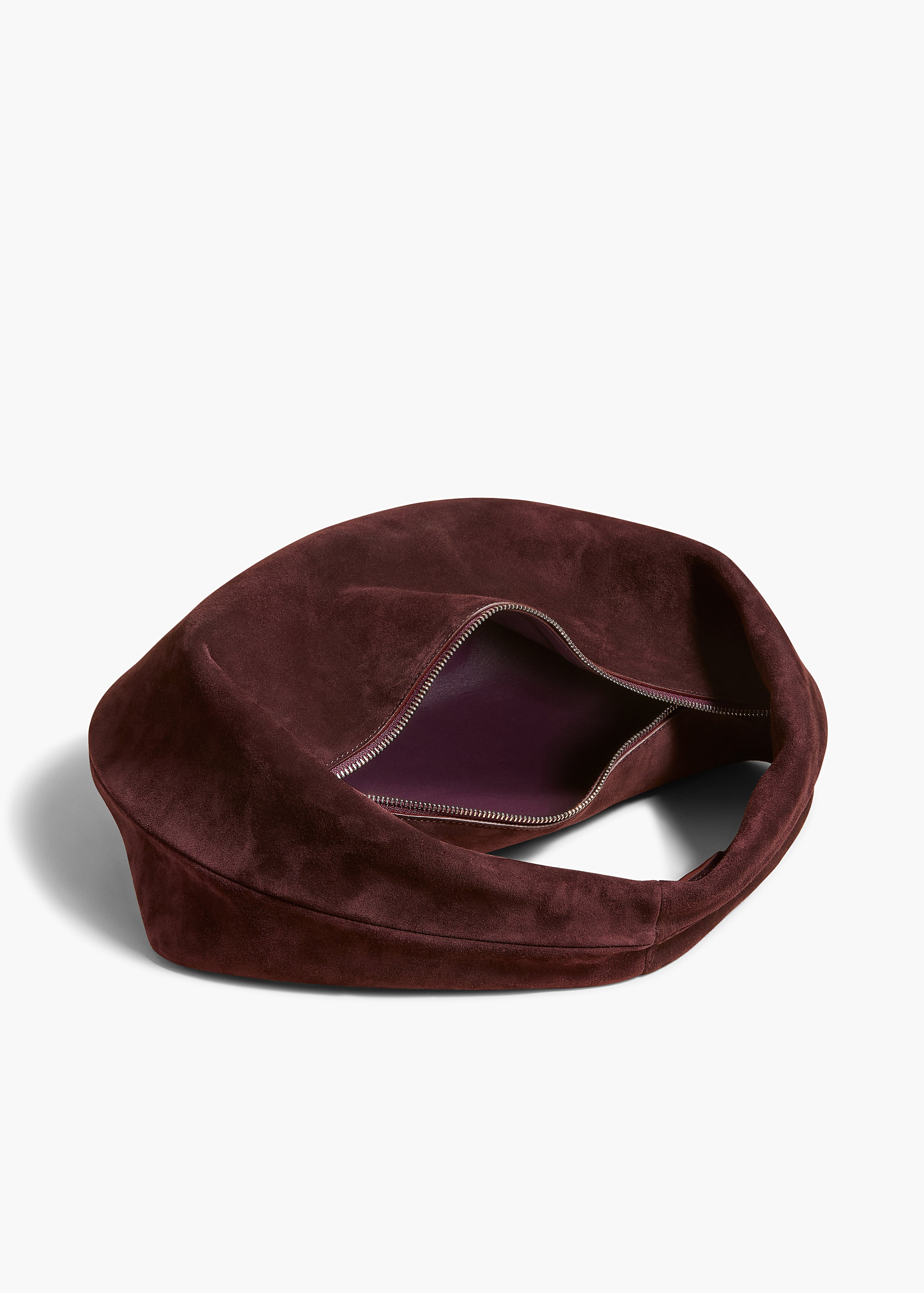 MEDIUM OLIVIA HOBO IN ROUGE NOIR SUEDE INTERIOR VIEW