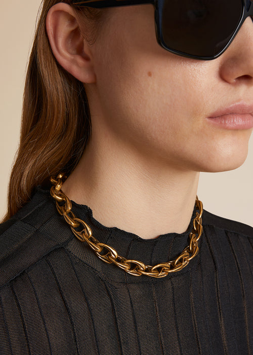 The Olivia Chain Necklace in Antique Gold