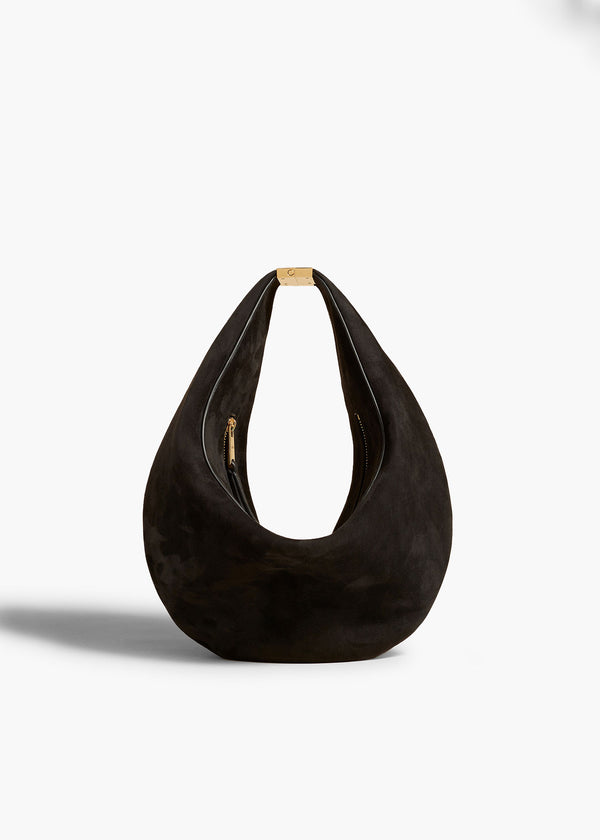 The Small Olivia Hobo with Hardware in Black Suede