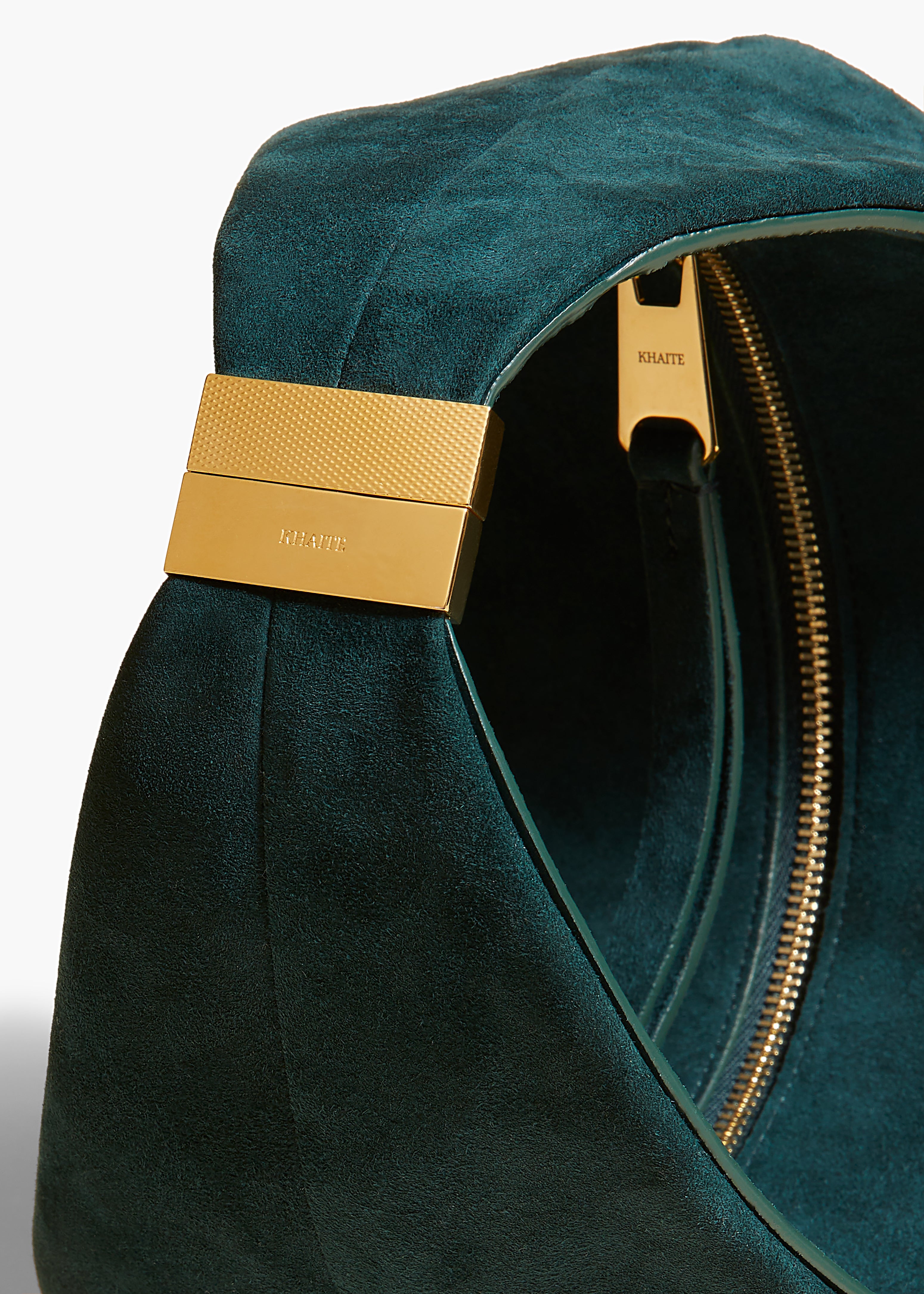 KHAITE - Small Olivia Hobo with Hardware in English Green Suede