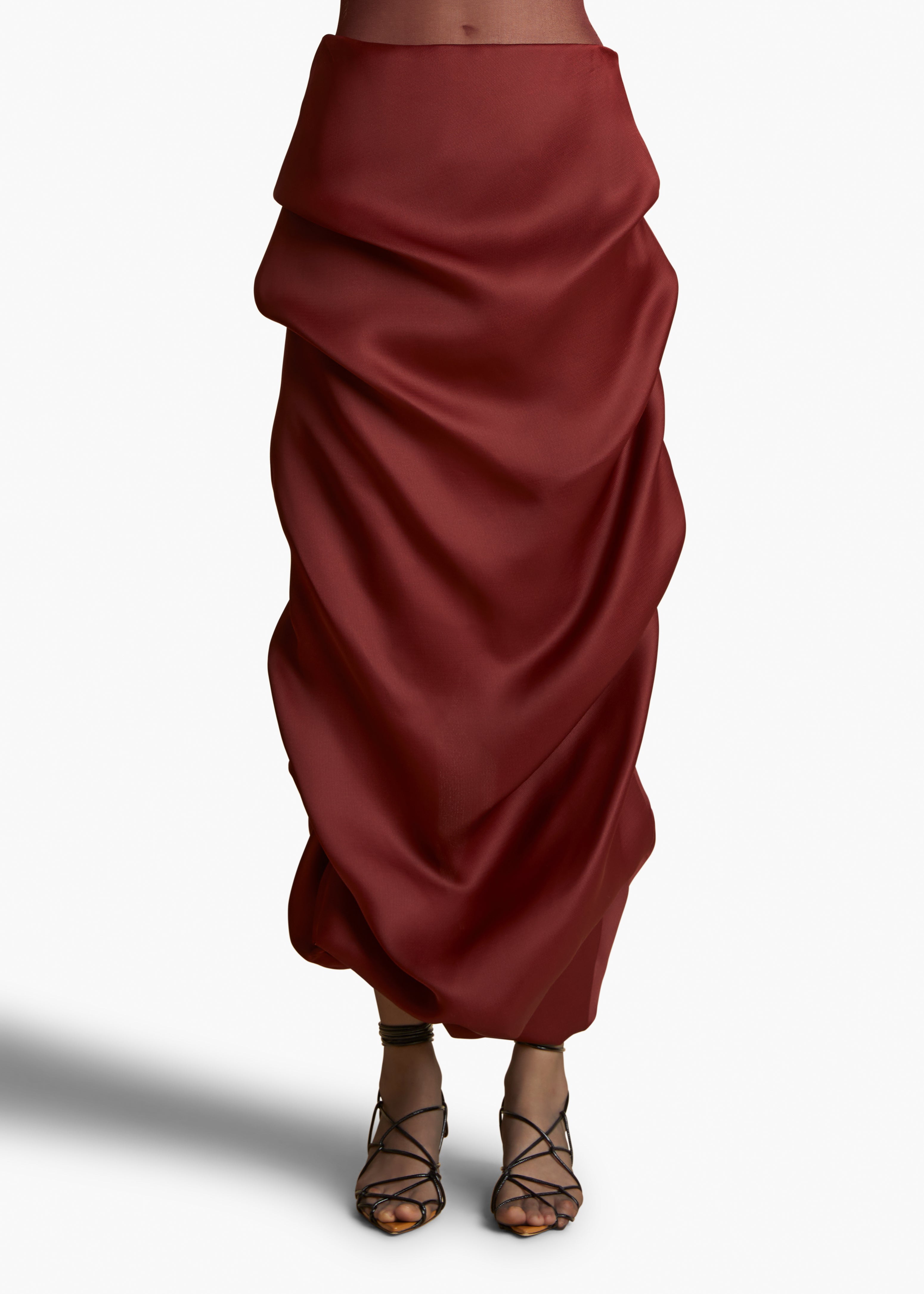 OLULA SKIRT IN OXBLOOD FRONT VIEW