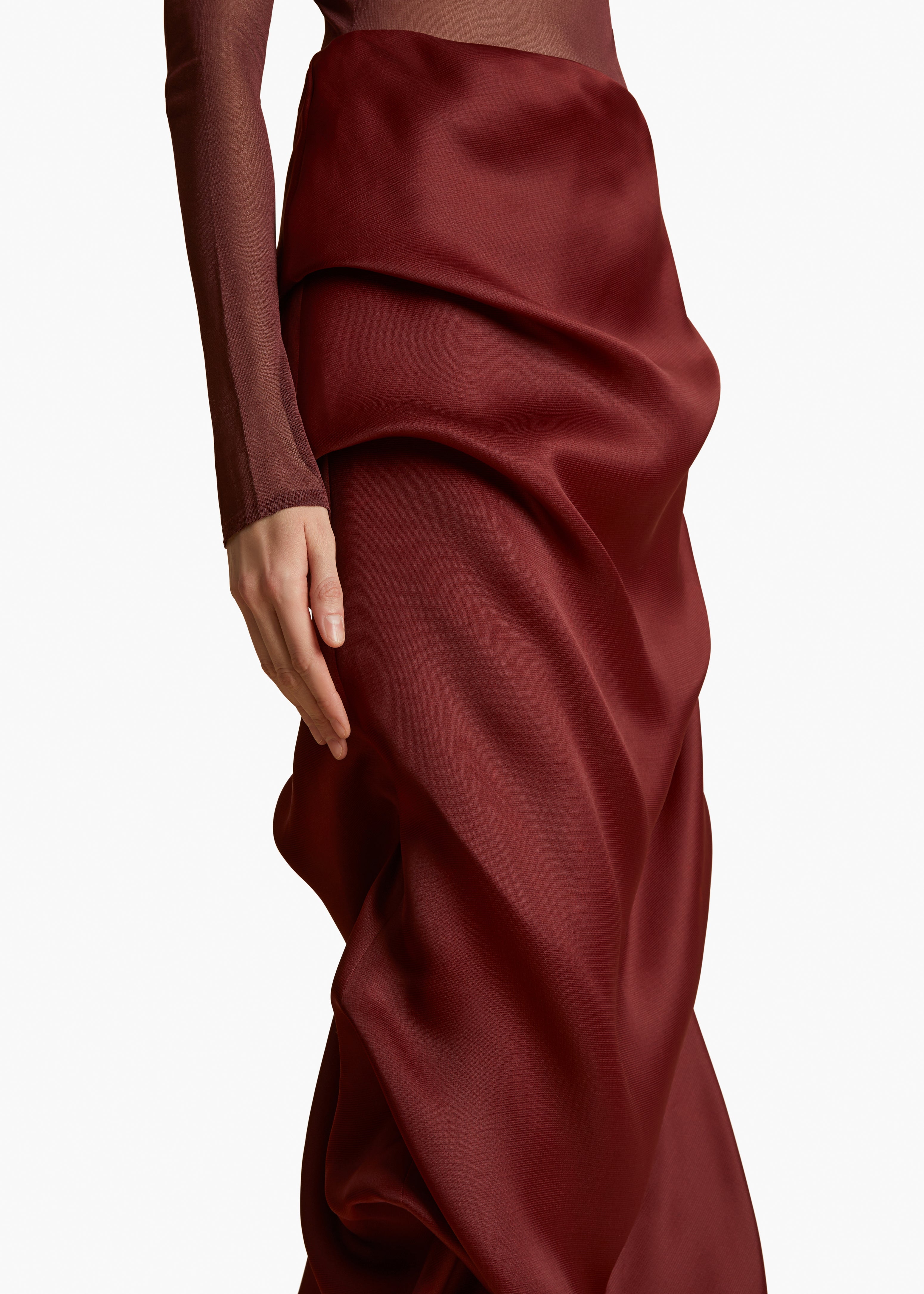 OLULA SKIRT IN OXBLOOD DETAILED VIEW 2