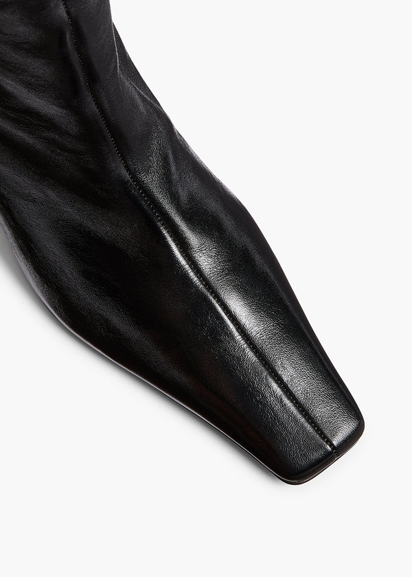 Ona Ankle Boot in Black Glazed Leather OVERHEAD VIEW