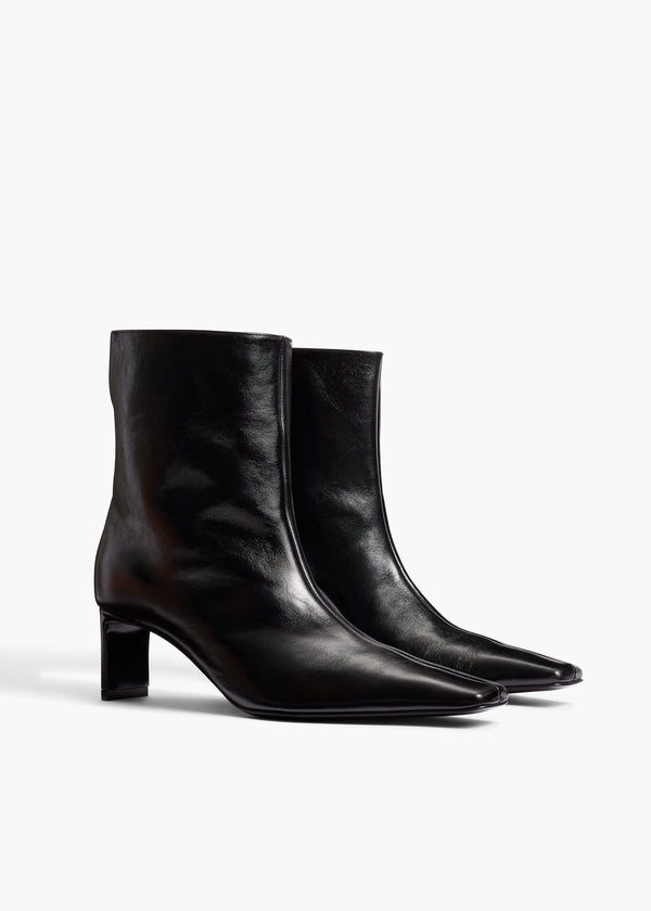 Ona Ankle Boot in Black Glazed Leather