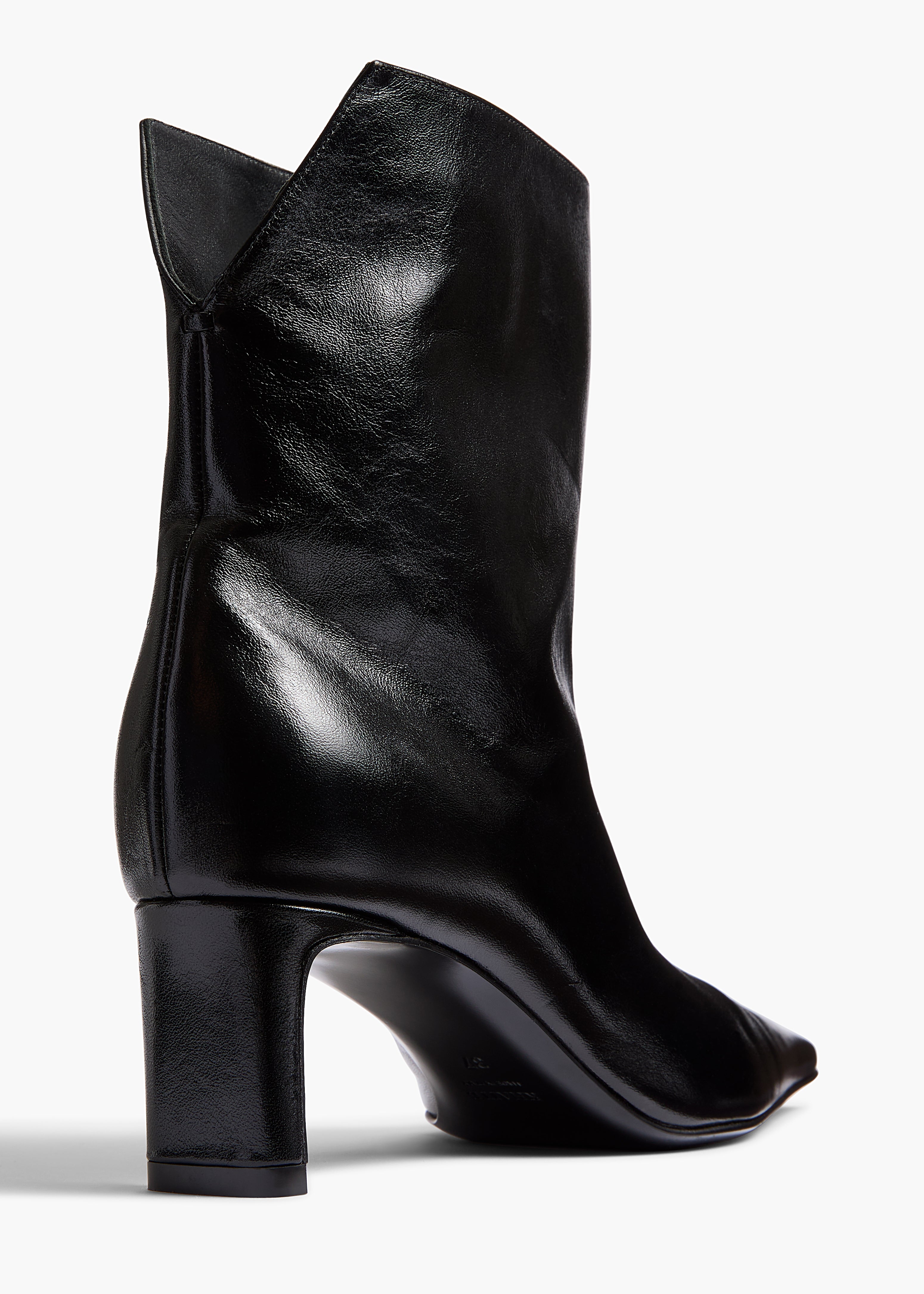 Ona Ankle Boot in Black Glazed Leather
