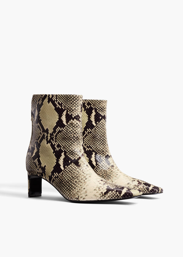 Ona Ankle Boot in Natural Python-Embossed Leather