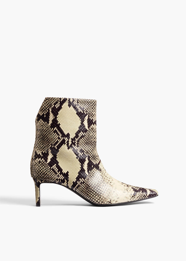 Ona Ankle Boot in Natural Python-Embossed Leather FRONT VIEW