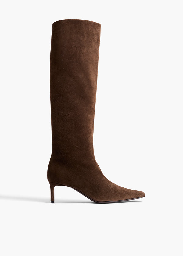 Ona Knee-High Boot in Ebano Suede FRONT VIEW