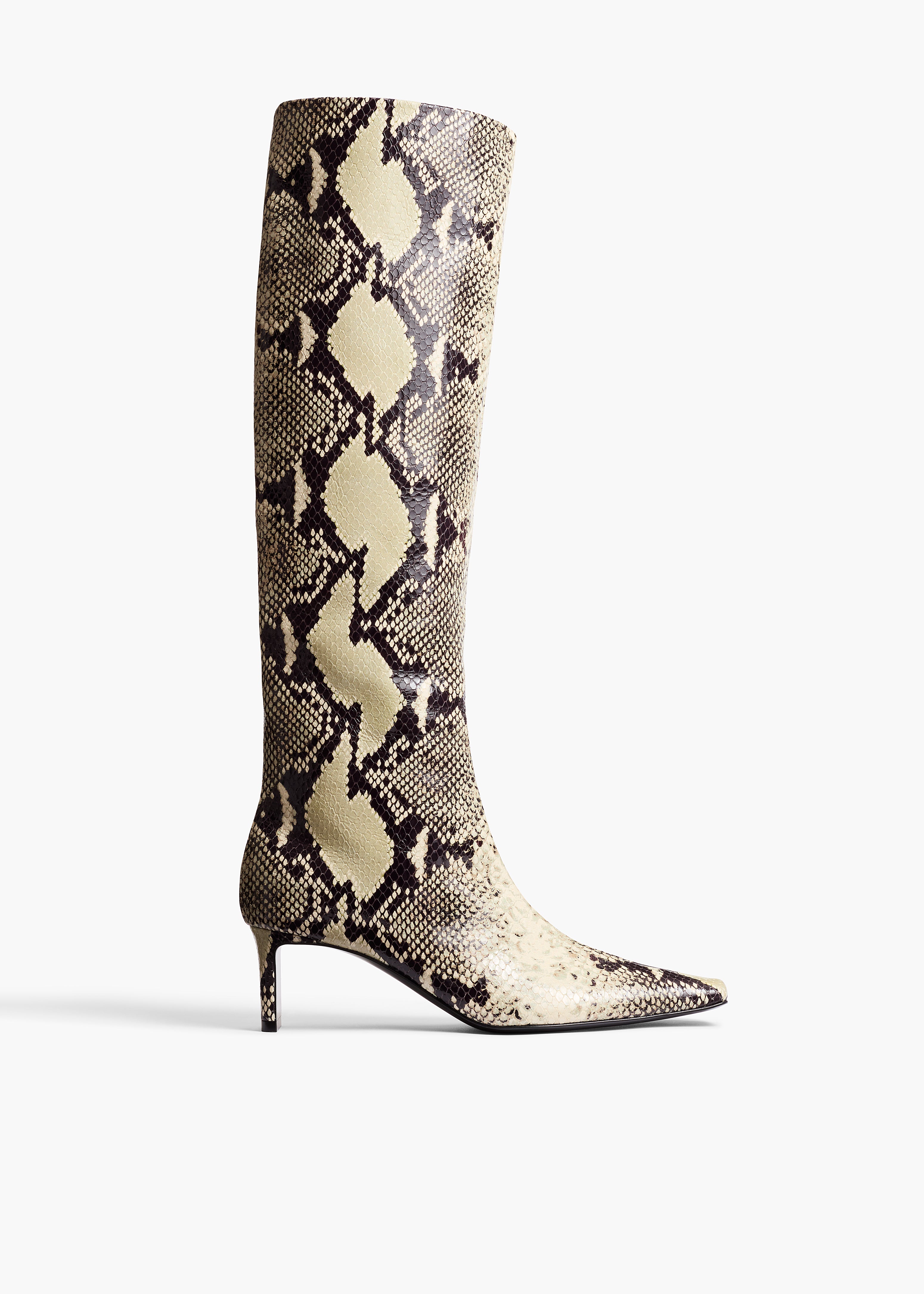 KHAITE LLC - Ona Knee-High Boot in Natural Python-Embossed Leather