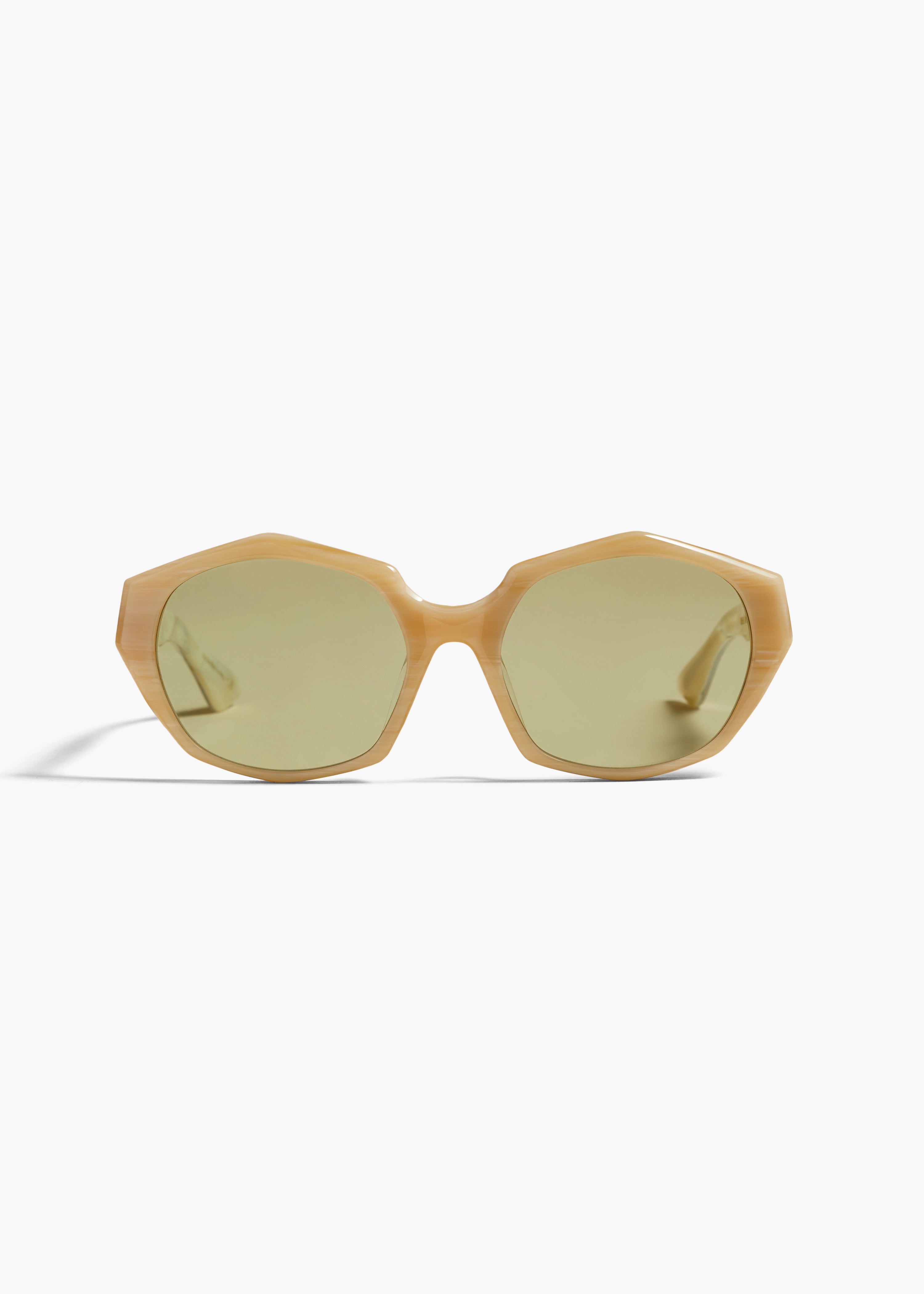 KHAITE X OLIVER PEOPLES 1971C IN BEIGE SILK FRONT VIEW