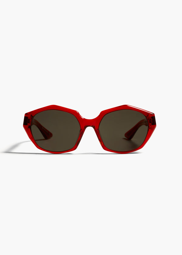 KHAITE X OLIVER PEOPLES 1971C IN TRANSLUCENT RED FRONT VIEW