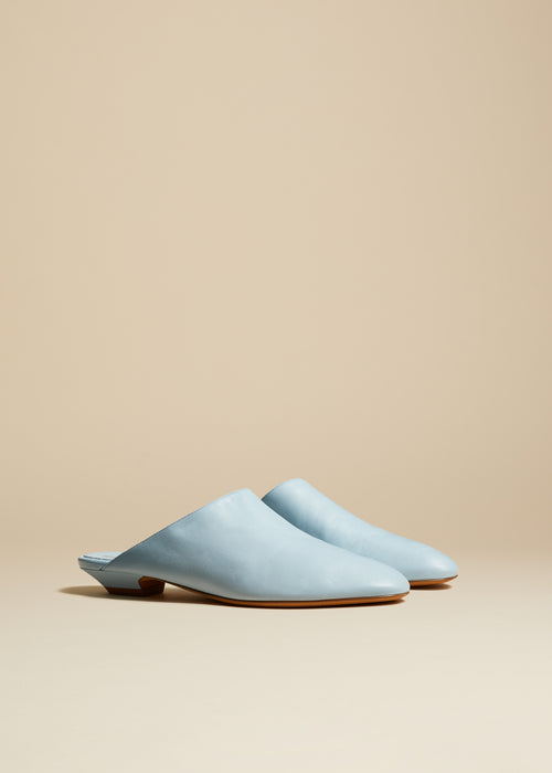 The Otto Mule in Baby Blue Leather