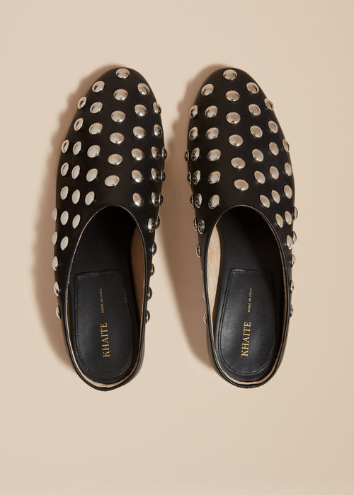 The Otto Mule in Black Leather with Studs