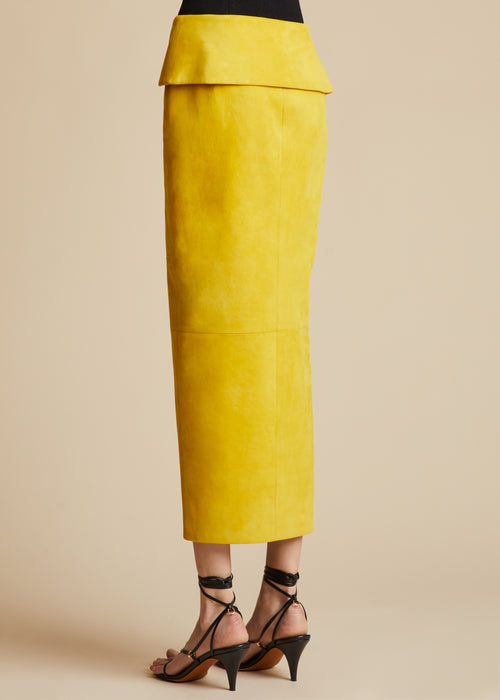 The Pepita Skirt in Lemon Suede