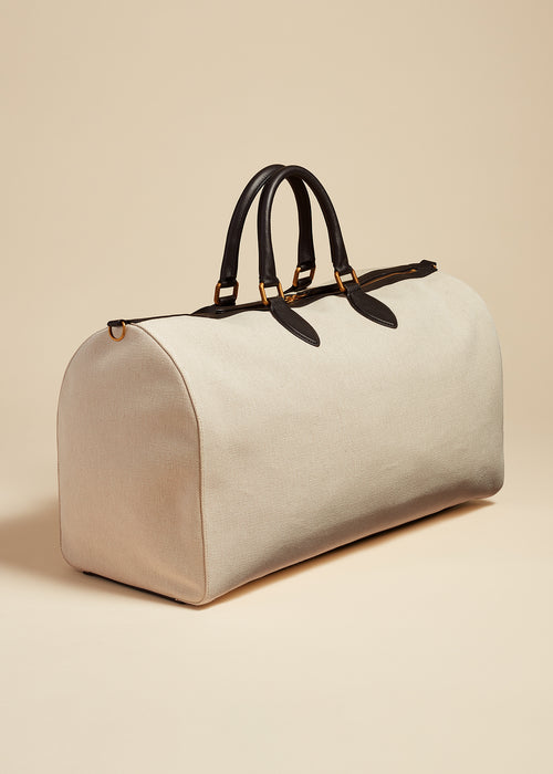 The Pierre Weekender in Natural and Black Leather