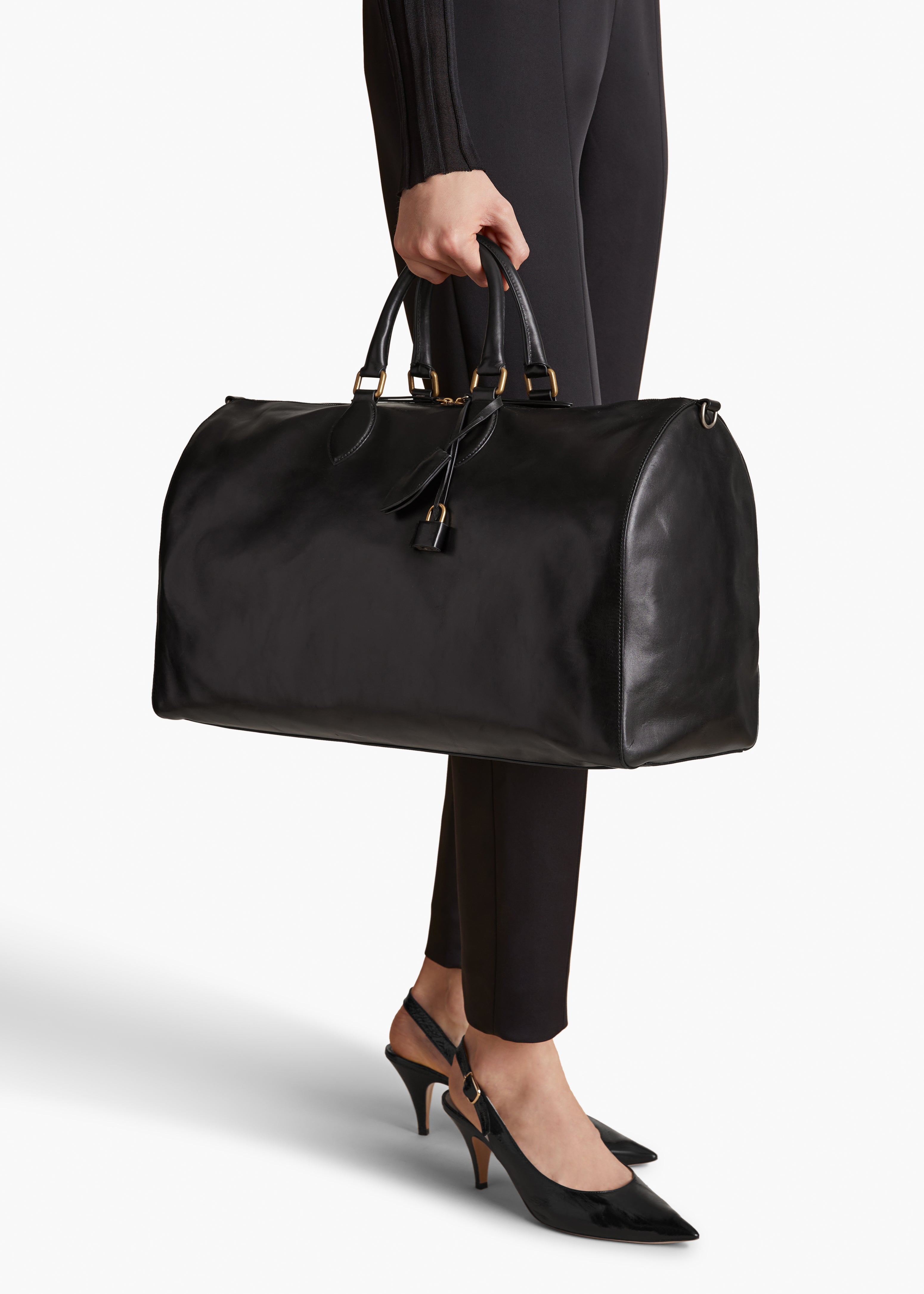 PIERRE HANDBAG IN BLACK LEATHER STYLED VIEW