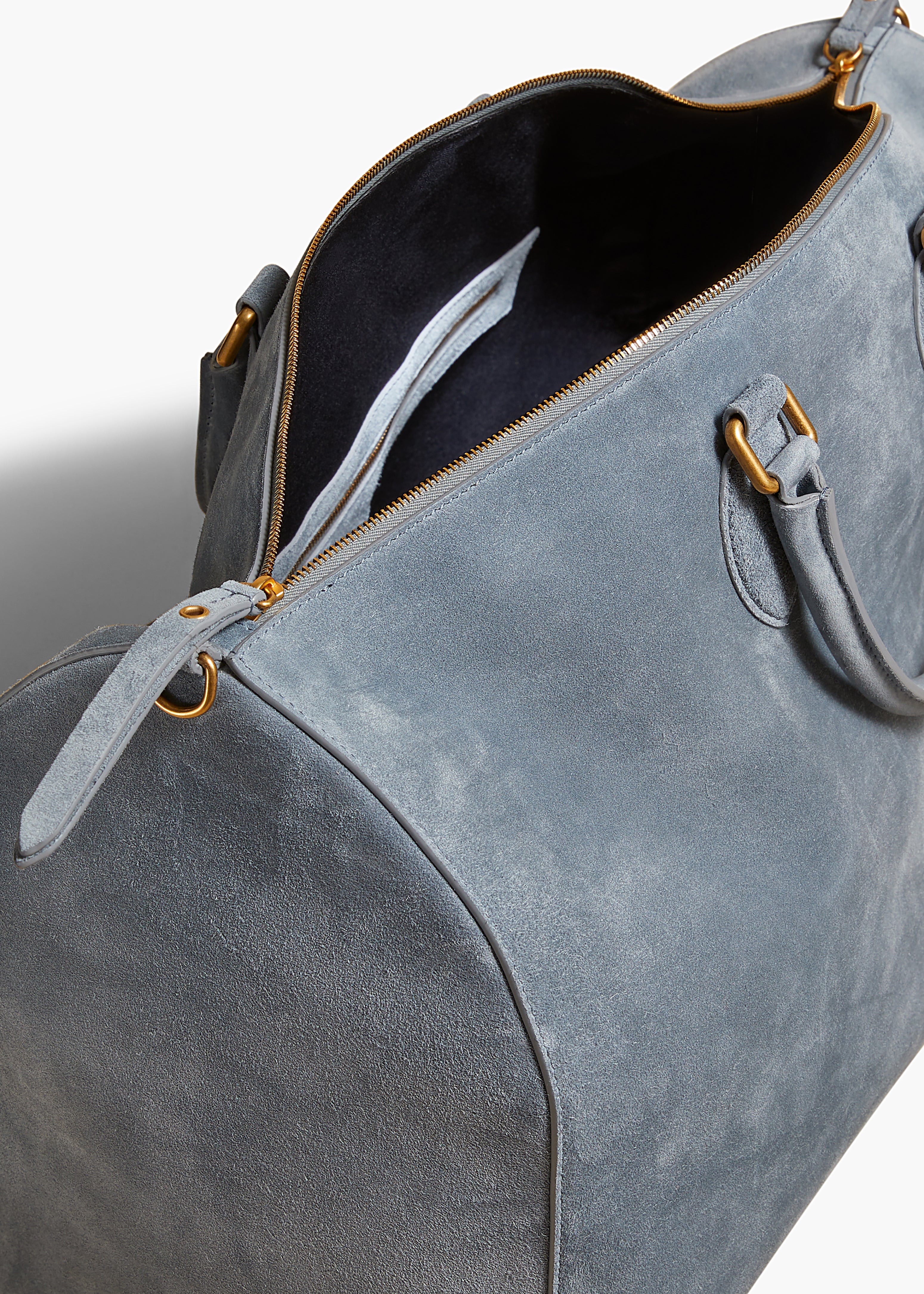 PIERRE WEEKENDER BAG IN LEAD SUEDE DETAILED VIEW 1