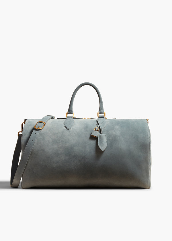 PIERRE WEEKENDER BAG IN LEAD SUEDE FRONT  VIEW