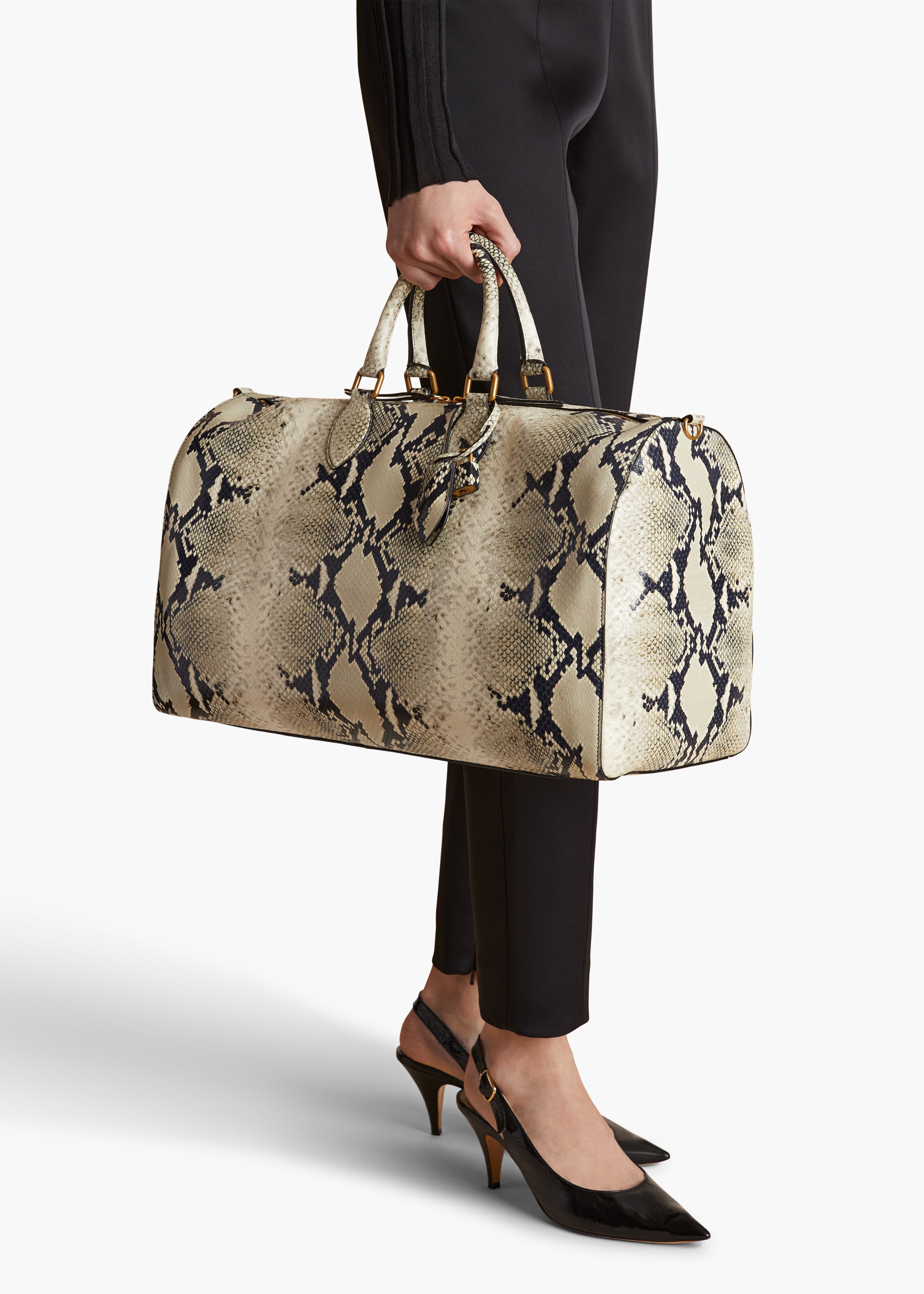 PIERRE HANDBAG IN NATURAL PYTHON STYLED VIEW