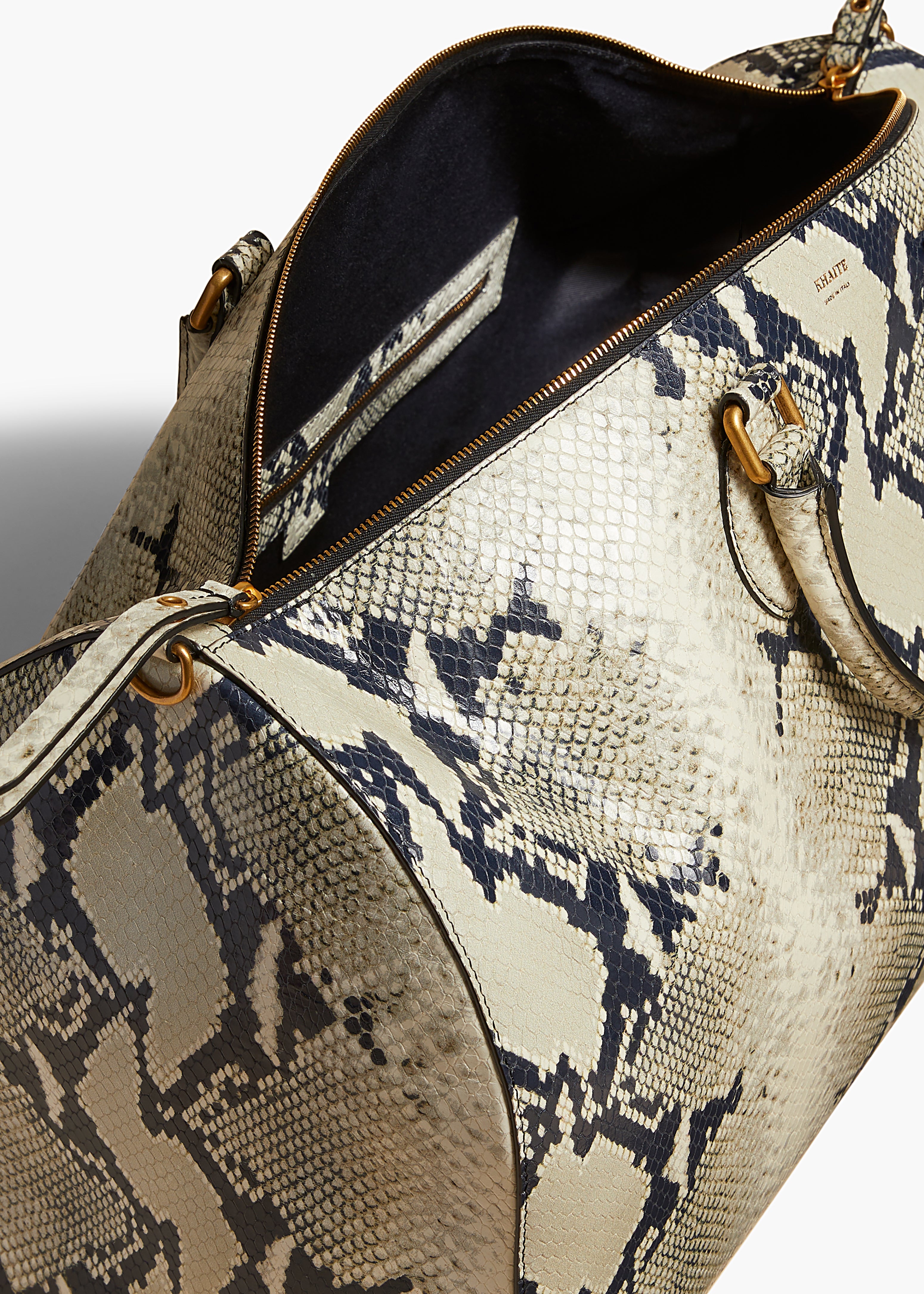 PIERRE HANDBAG IN NATURAL PYTHON DETAILED VIEW