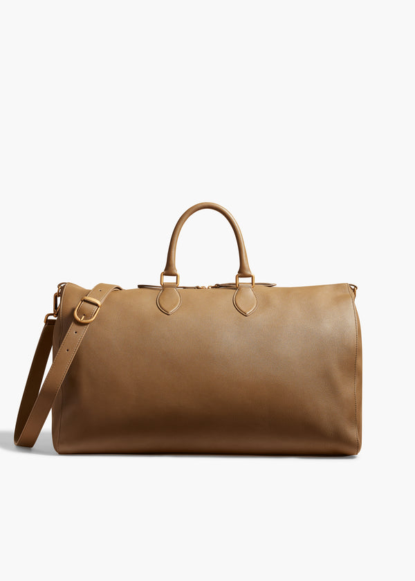 PIERRE WEEKENDER BAG IN TOFFEE PEBBLED LEATHER FRONT VIEW