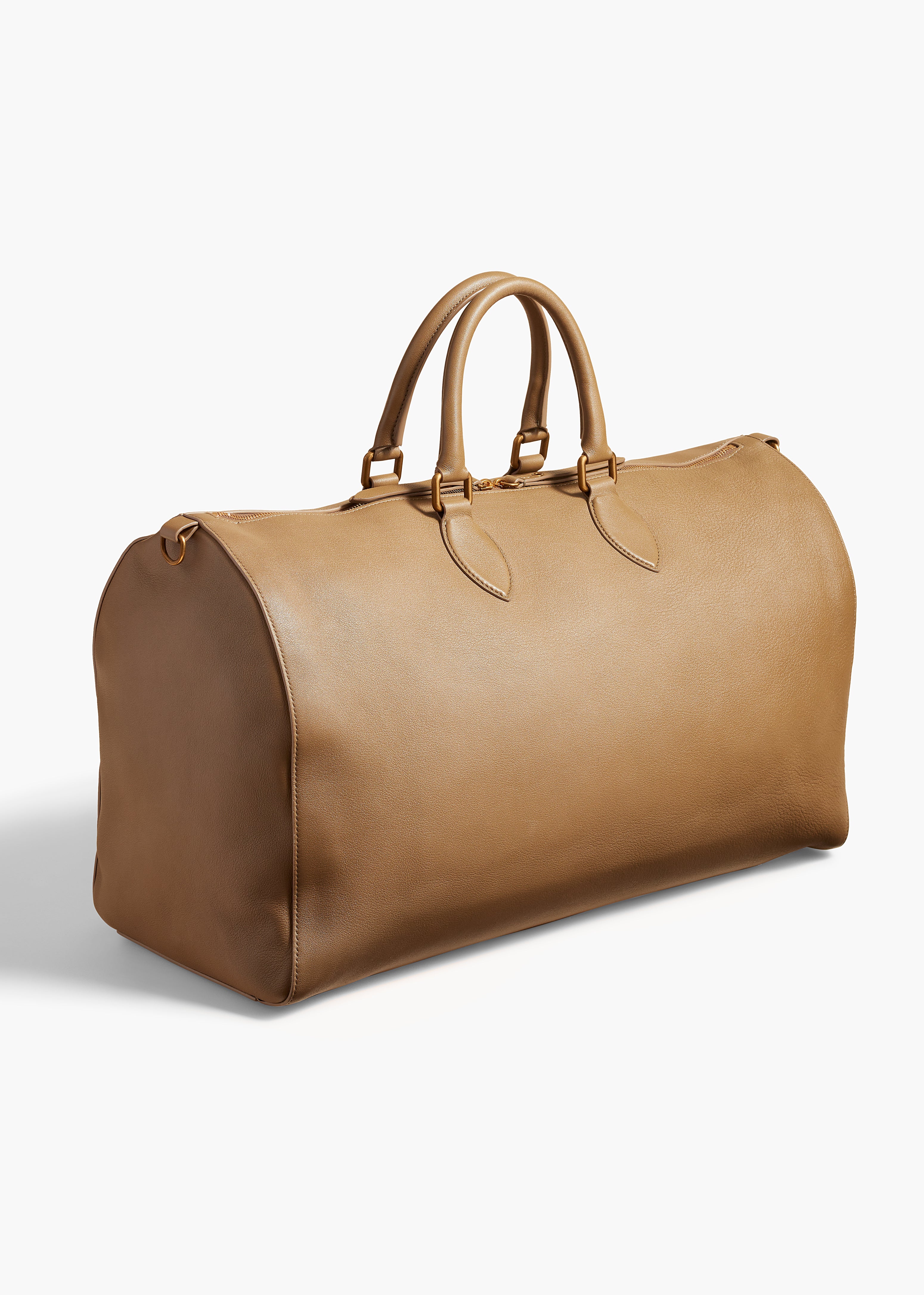 PIERRE WEEKENDER BAG IN TOFFEE PEBBLED LEATHER BACK VIEW