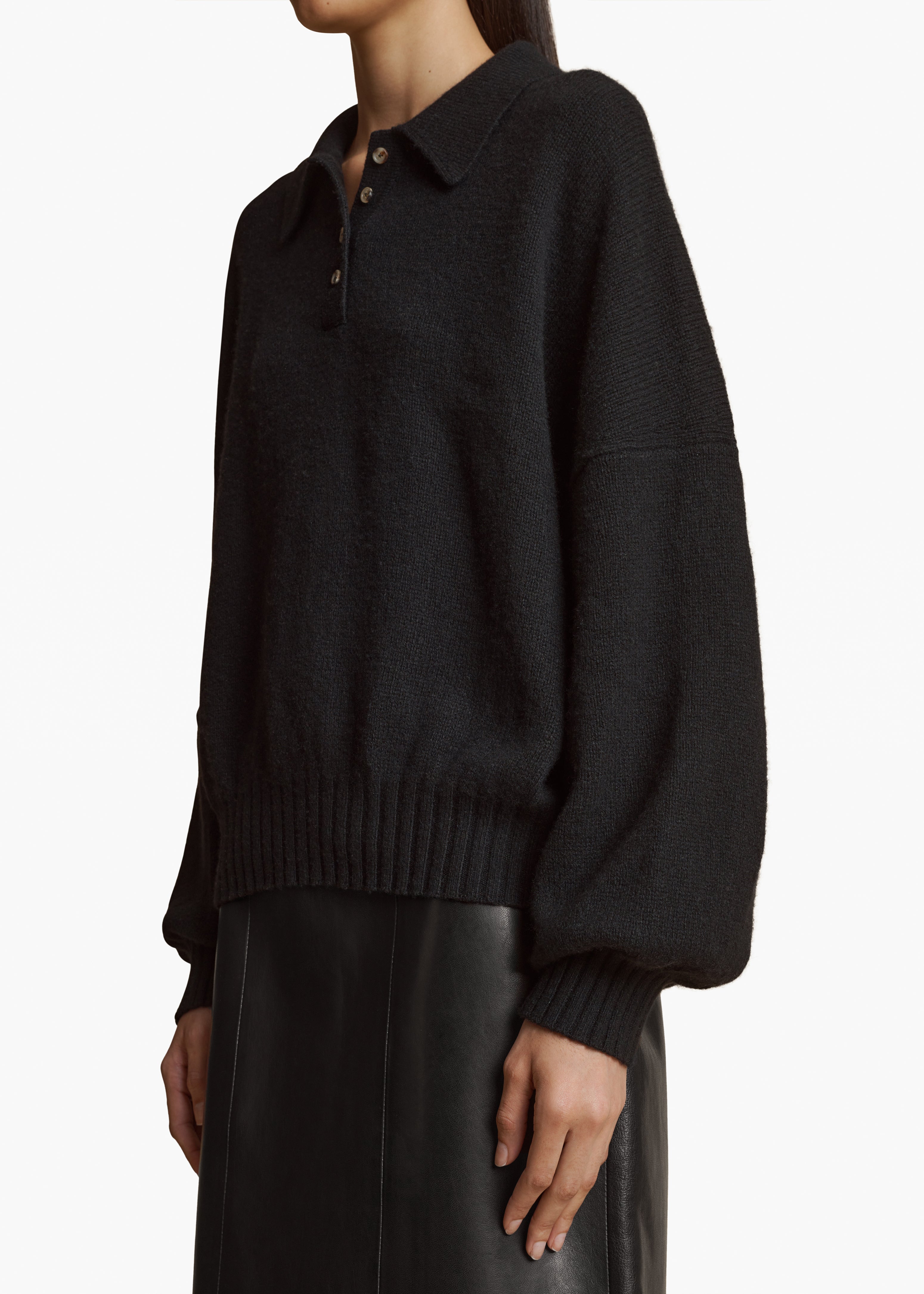 RENE SWEATER IN BLACK DETAILED VIEW 1