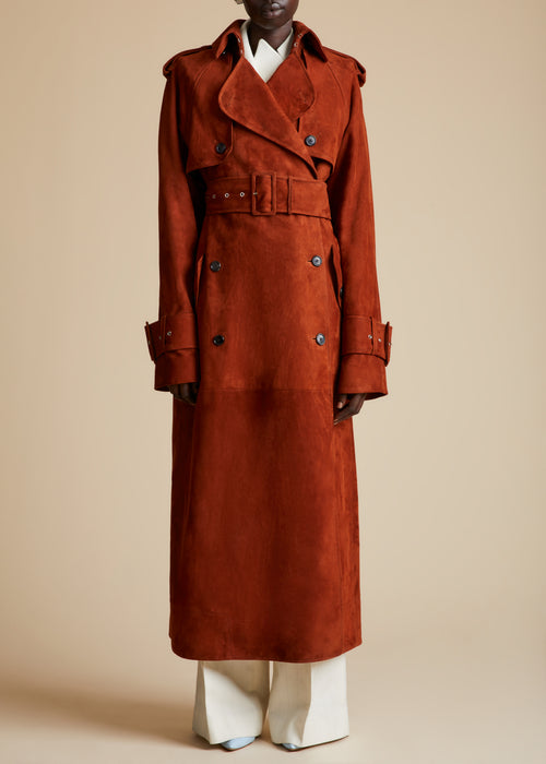 The Rennie Trench in Rust Suede