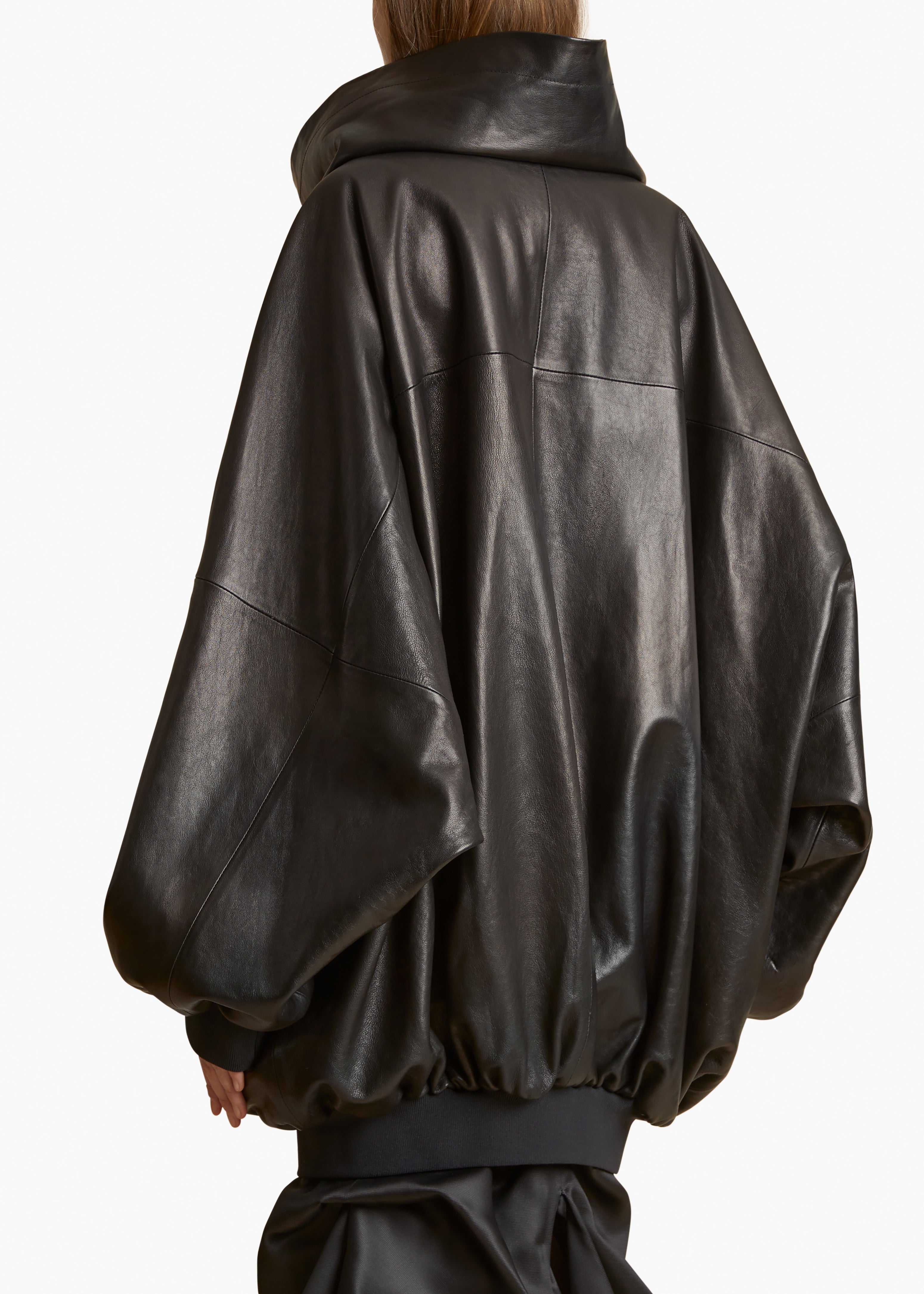 RHODA COAT IN BLACK LEATHER BACK VIEW