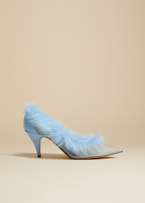 The River Pump in Baby Blue Mesh with Shearling