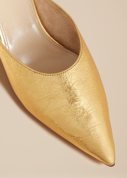 The River Mule in Gold Metallic Leather