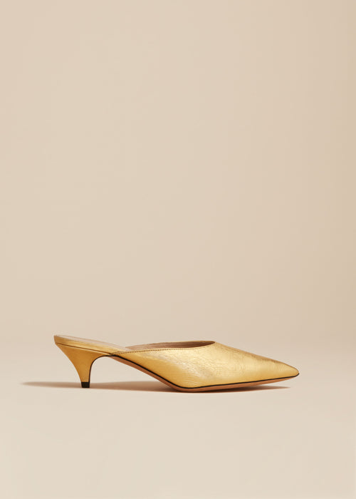 The River Mule in Gold Metallic Leather