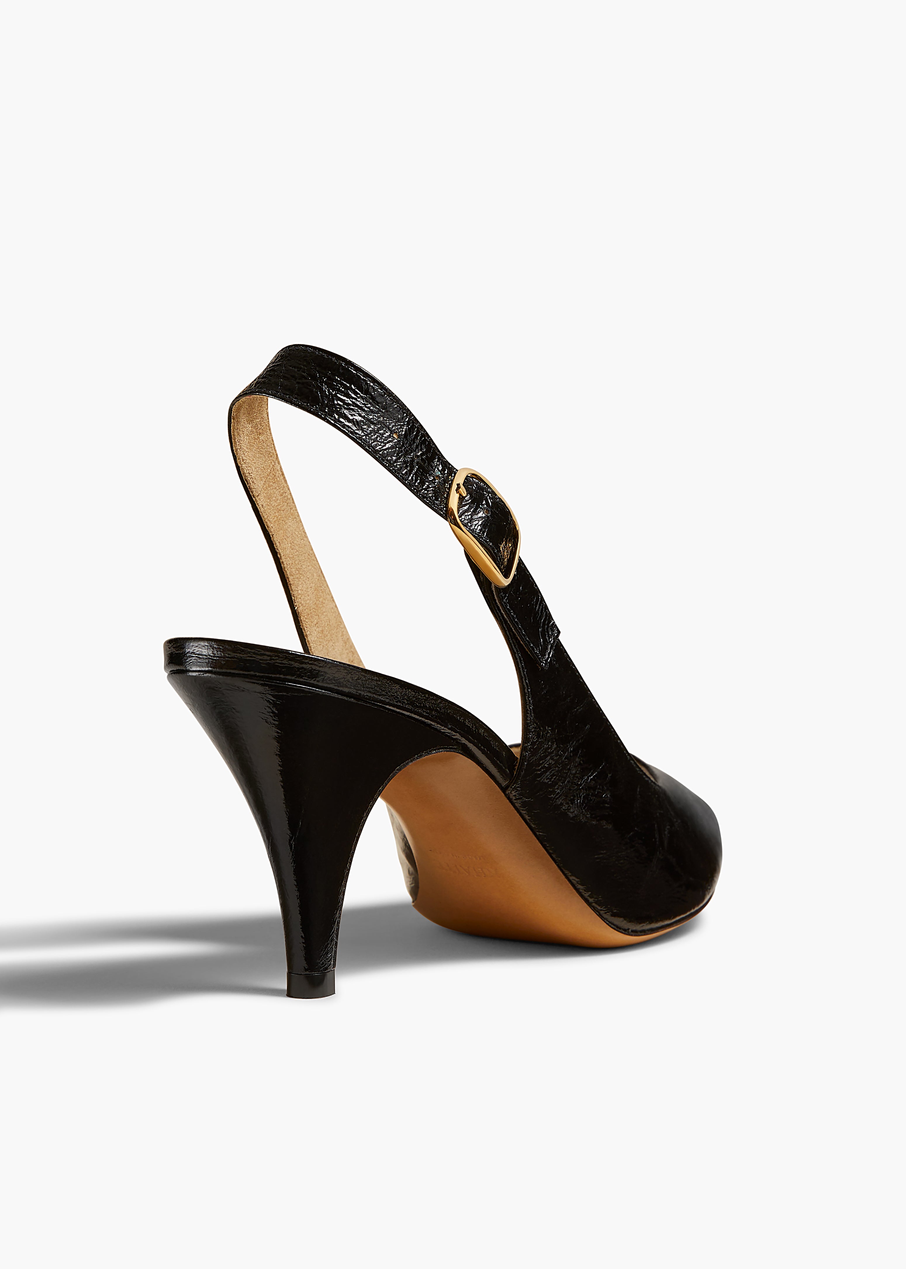 RIVER SLINGBACK PUMP IN BLACK CRINKLED LEATHER DETAILED VIEW 2