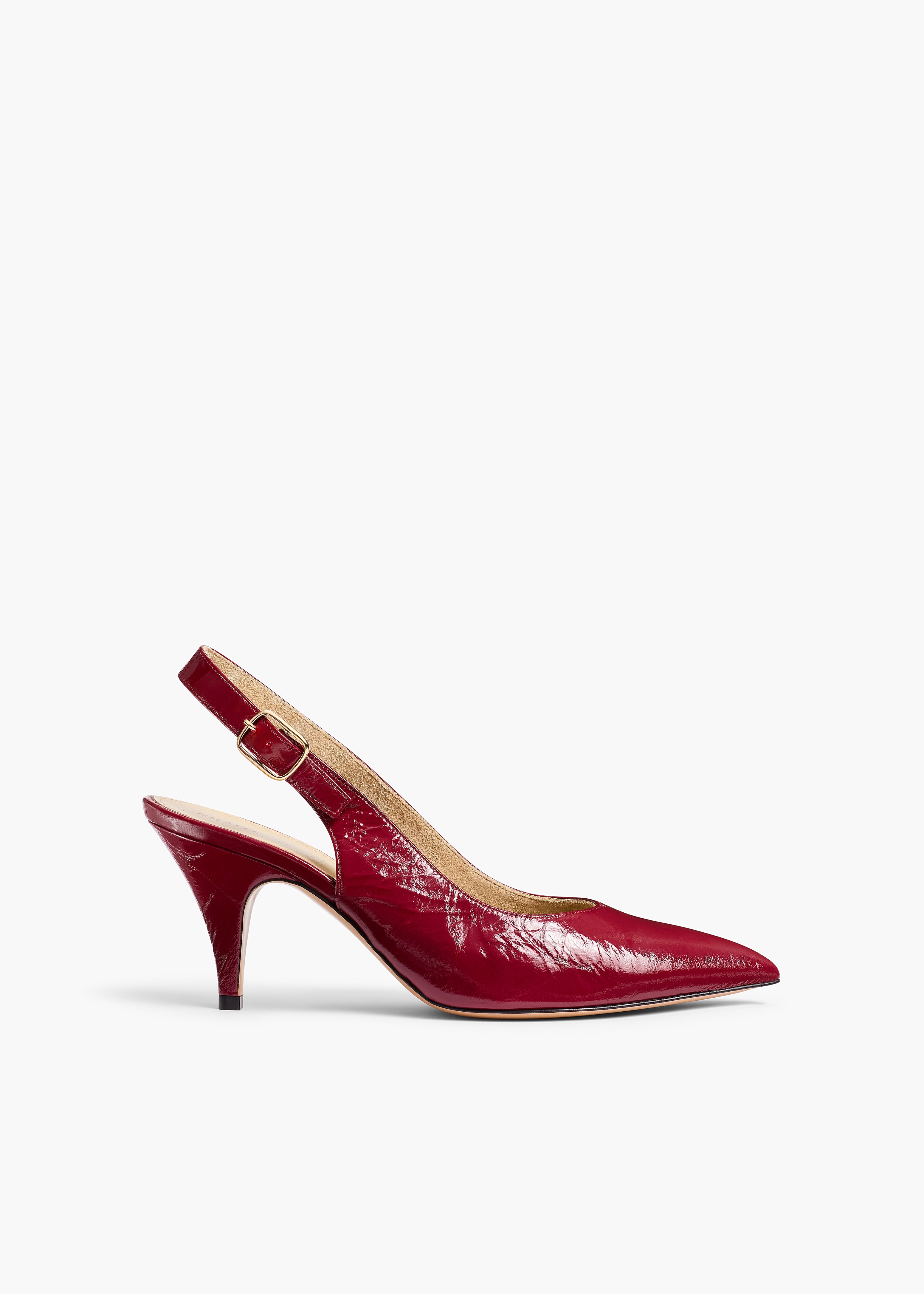 KHAITE - River Slingback Pump in Oxblood Crinkled Leather