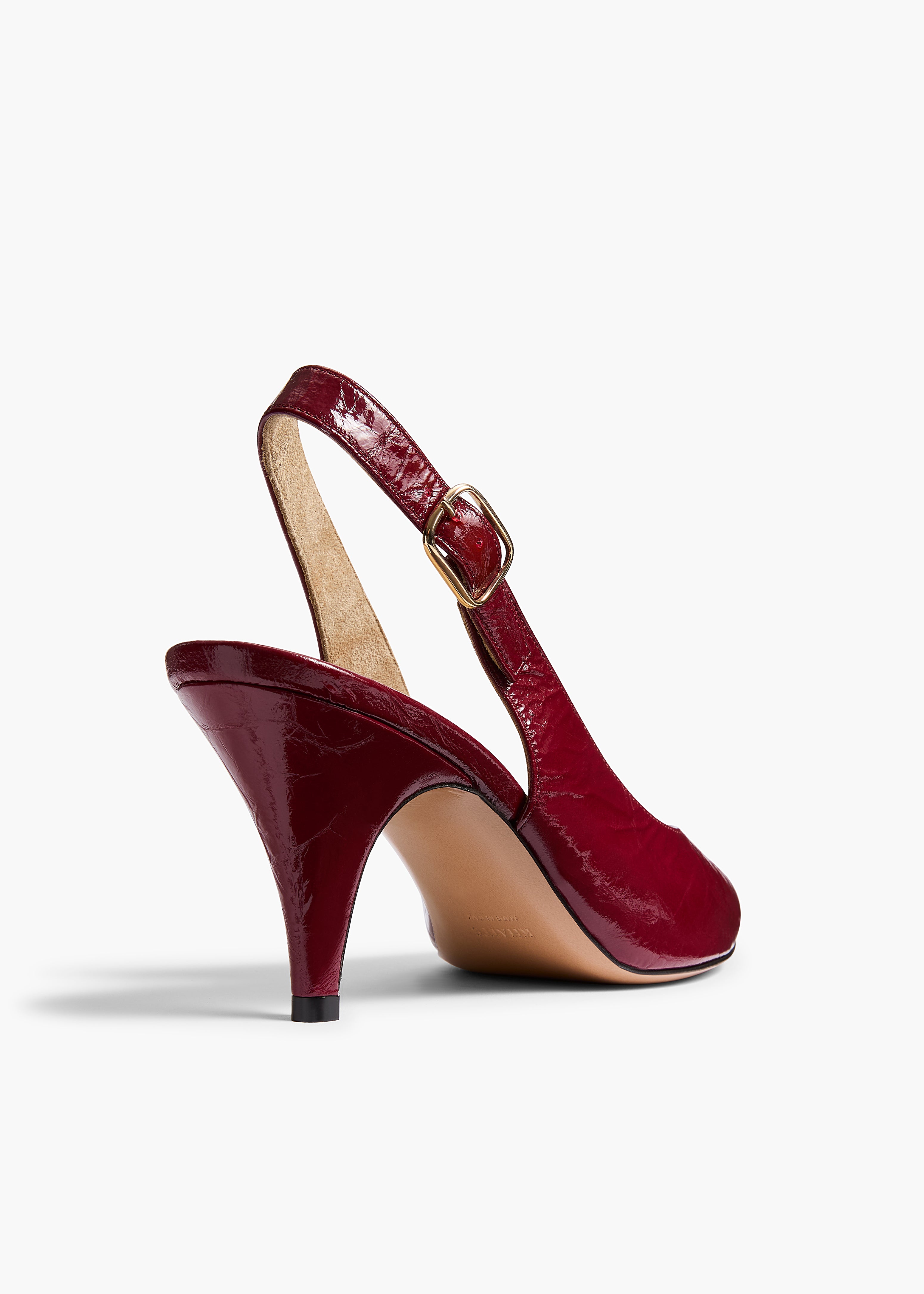 KHAITE - River Slingback Pump in Oxblood Crinkled Leather