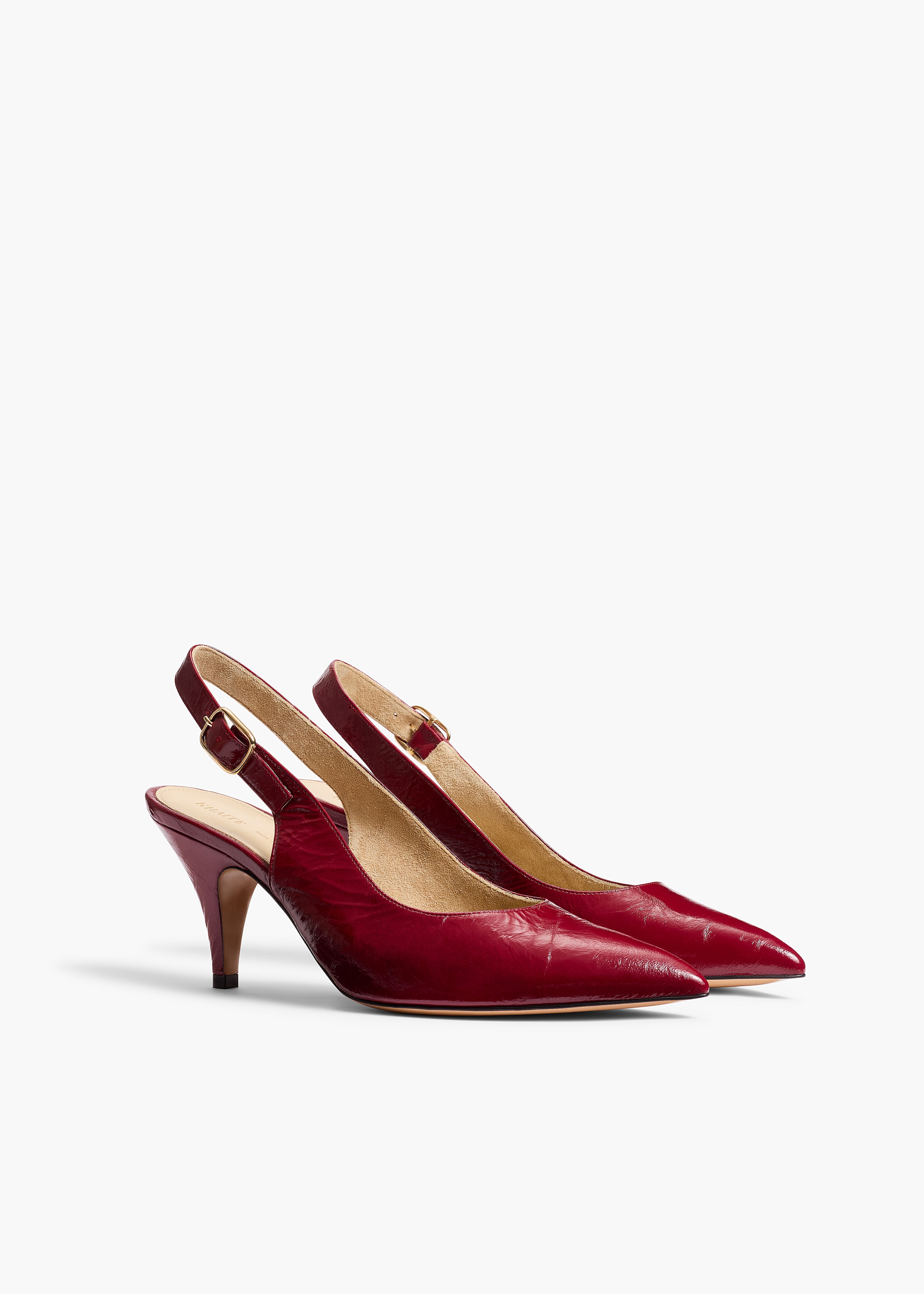 KHAITE - River Slingback Pump in Oxblood Crinkled Leather