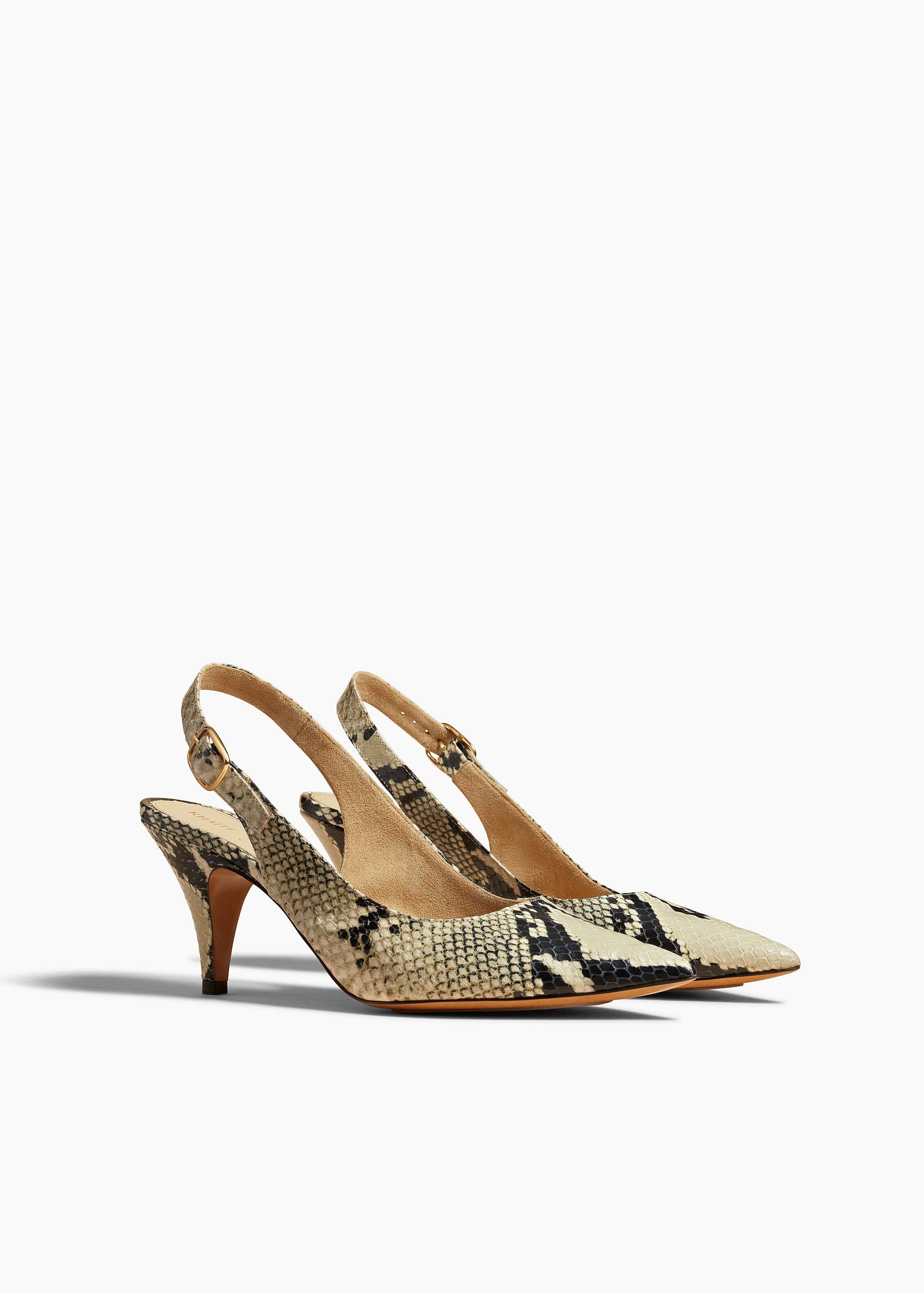 RIVER SLINGBACK PUMP IN NATURAL PYTHON ANGLED VIEW