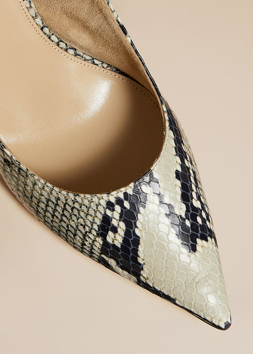 The River Slingback Pump in Natural Python-Embossed Leather