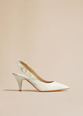 The River Slingback Pump in White Crinkled Leather