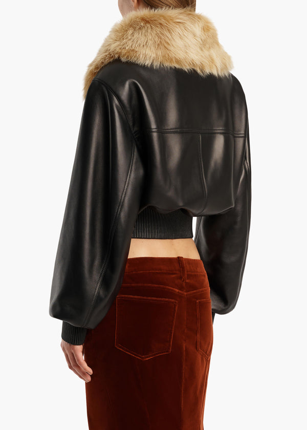ROCCO JACKET W SHEARLING COLLAR BLACKGOLDEN RYE 62651012 957 C